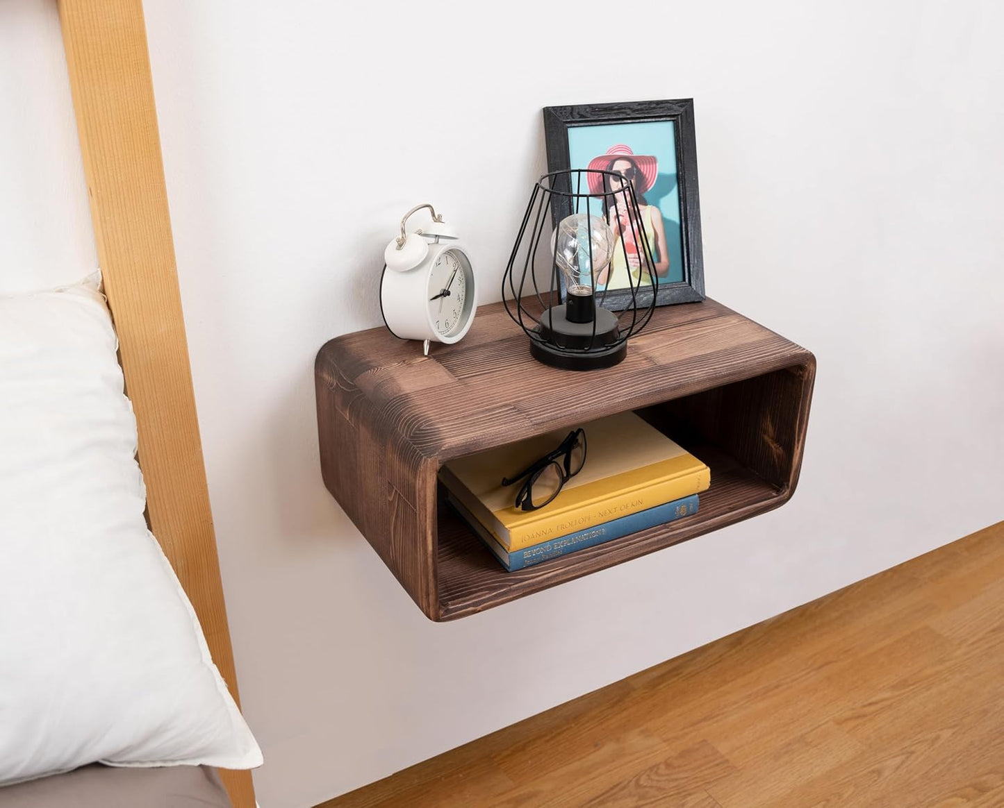 Floating Nightstand Wooden, Bedside Table, Nightstand Shelf, Handmade, Wall Mounted Bedside Shelf, Minimalist and Unique Style (London)
