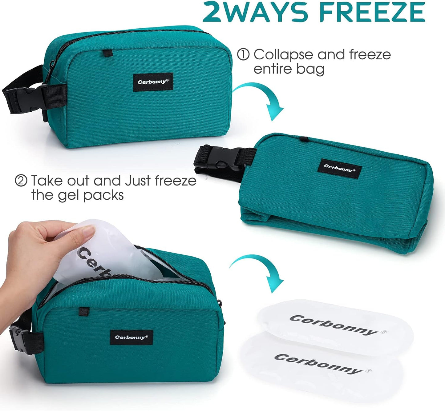 Cerbonny Small Cooler Bag Freezable Lunch Bag for Work School Travel,Leak-proof Small Lunch Bag For Adults,Freezable Snack Bag Fit For Yogurt (Blue)