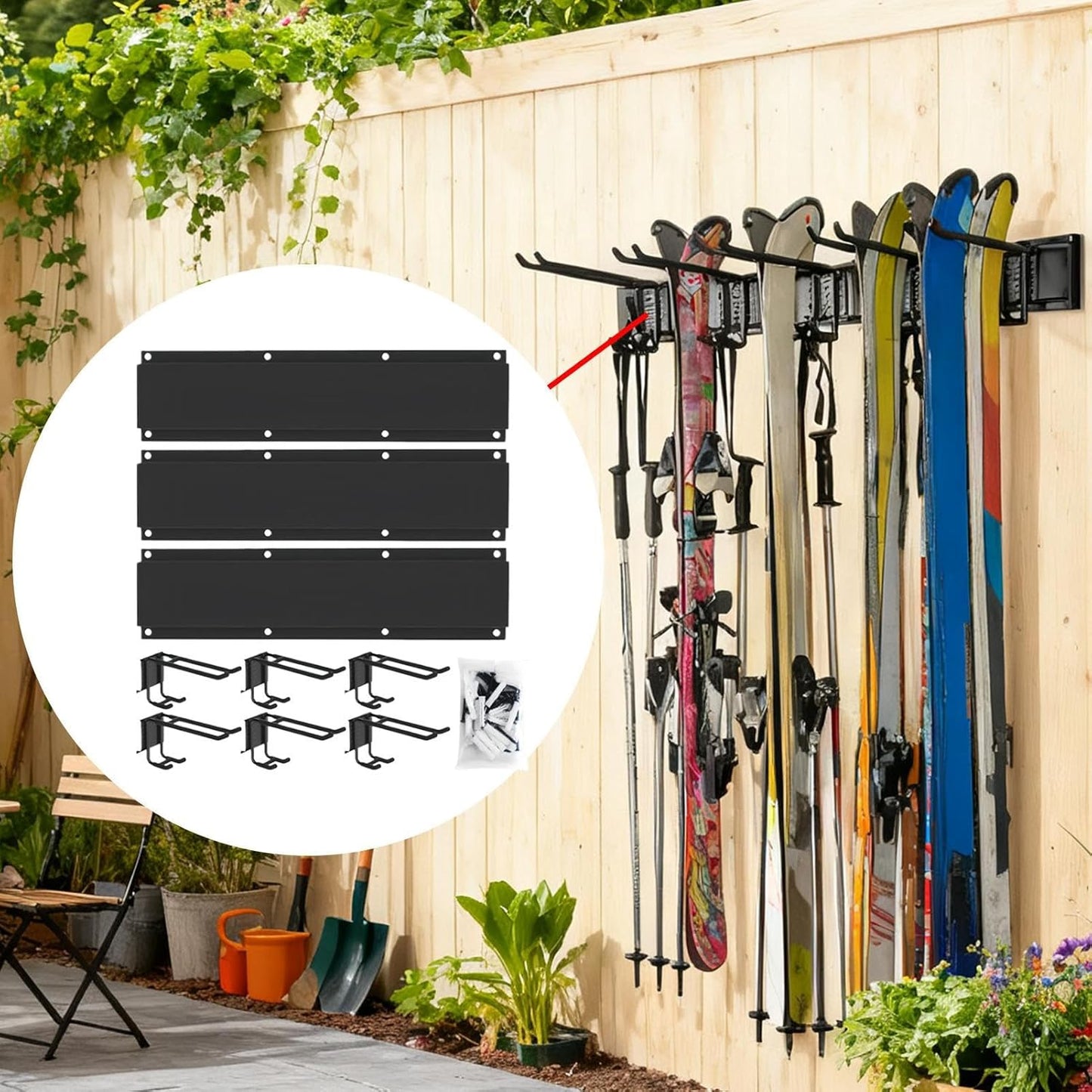 Garage Hooks, Quick and Easy Installation, 1 Set, Shed Basement Storage Hooks, Power Tool Holder Rack, Non Slip PVC Coating, for Garages Basements Yards