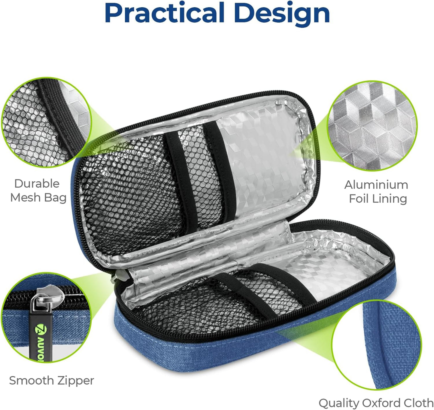 AUVON Insulin Pen Cooler Travel Case with 2 * 90g TSA Approved Ice Packs, Diabetic Medication Insulated Cooling Bag for Insulin Pens and Diabetic Supplies Storage, Compact for Daily Life and Trips