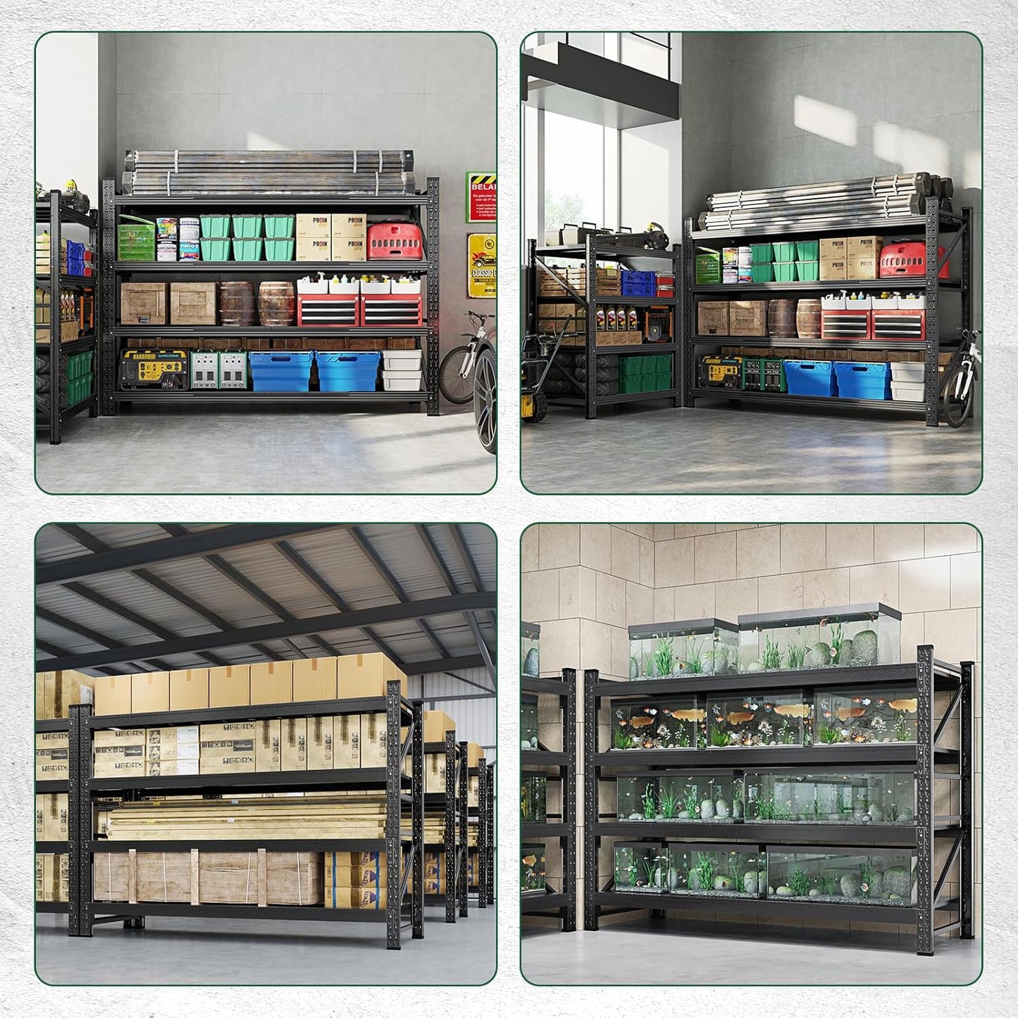 Letaya 4000LBS Storage Shelves Heavy Duty,60" W Garage Shelving Units, 4 Tier Adjustable Utility Rack Shelf,Large Metal Industrial Shelves,for Shop,Warehouse,Basement (60" W x 24" D x 70" H)