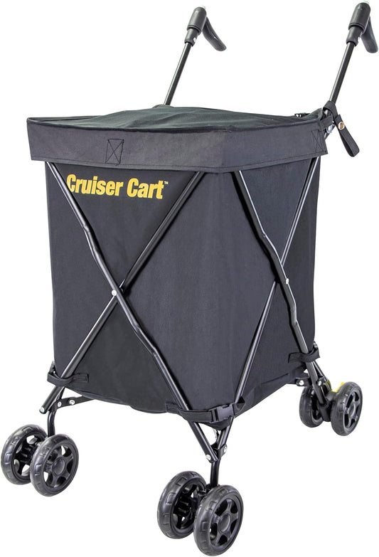 dbest Products Cruiser Cart Urban 360 Folding Shopping Grocery Collapsible Laundry Basket on Wheels Foldable Utility Trolley Carrito de Compras