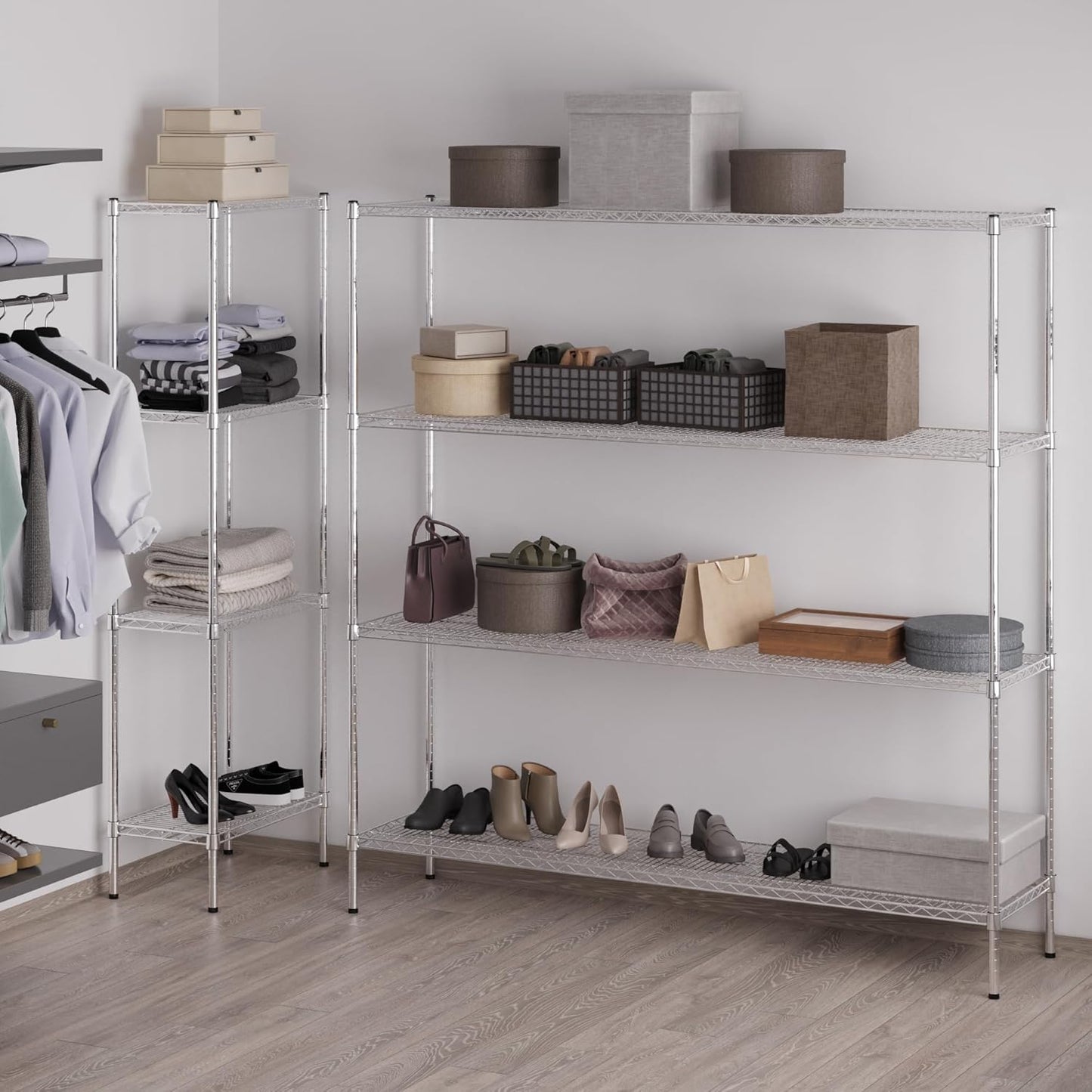 18" Deep x 72" Wide x 74" Height Wire Shelving Kit | 4-Tier | NSF Commercial Storage Rack Unit
