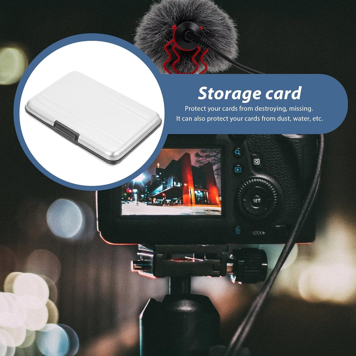 Memory Card Storage Box with Slots Secure Locking Organizer for Micro and Standard Cards Silver Gray Case Holder for Digital Camera Accessories