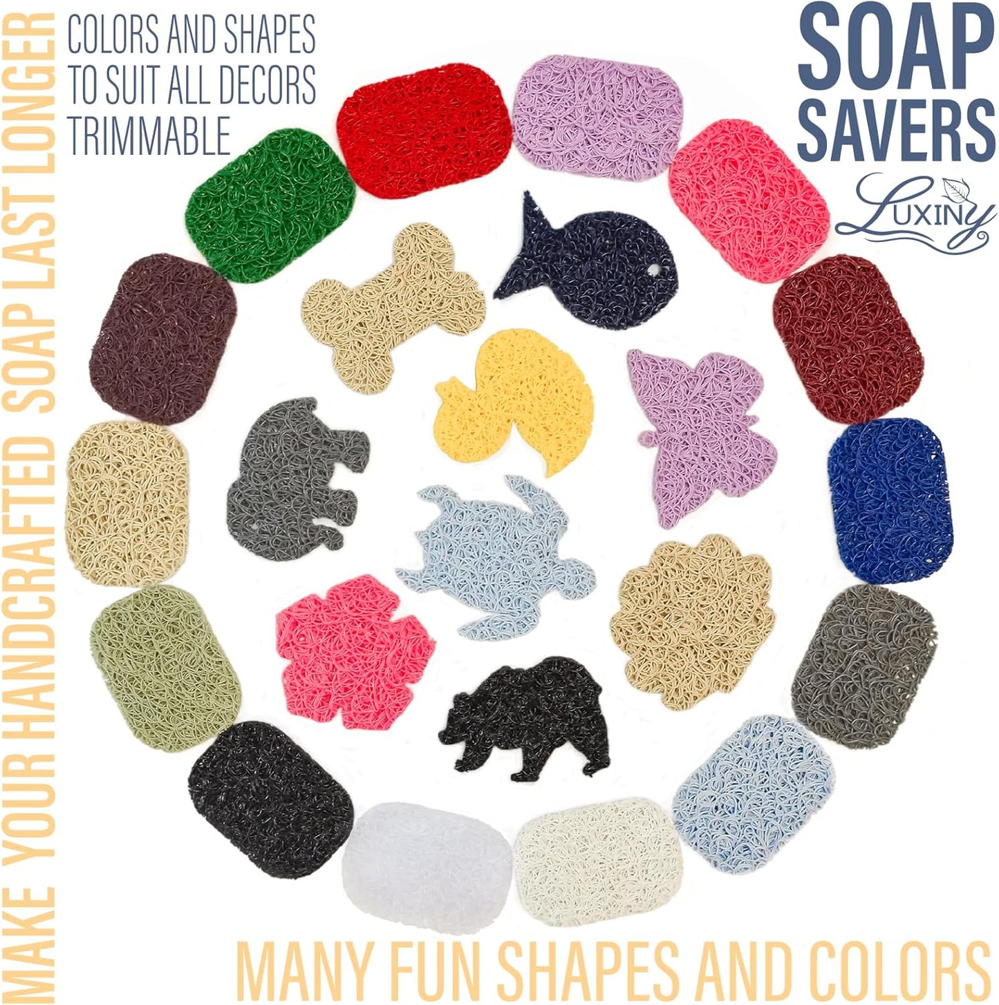 Soap Savers for Bar Soap, American Made by Luxiny, Lifts Soap in Soap Dishes & Shower Soap Holders - Handmade Soap Lasts Longer - Made from Plant Materials (Slate Gray - 2 Pack)