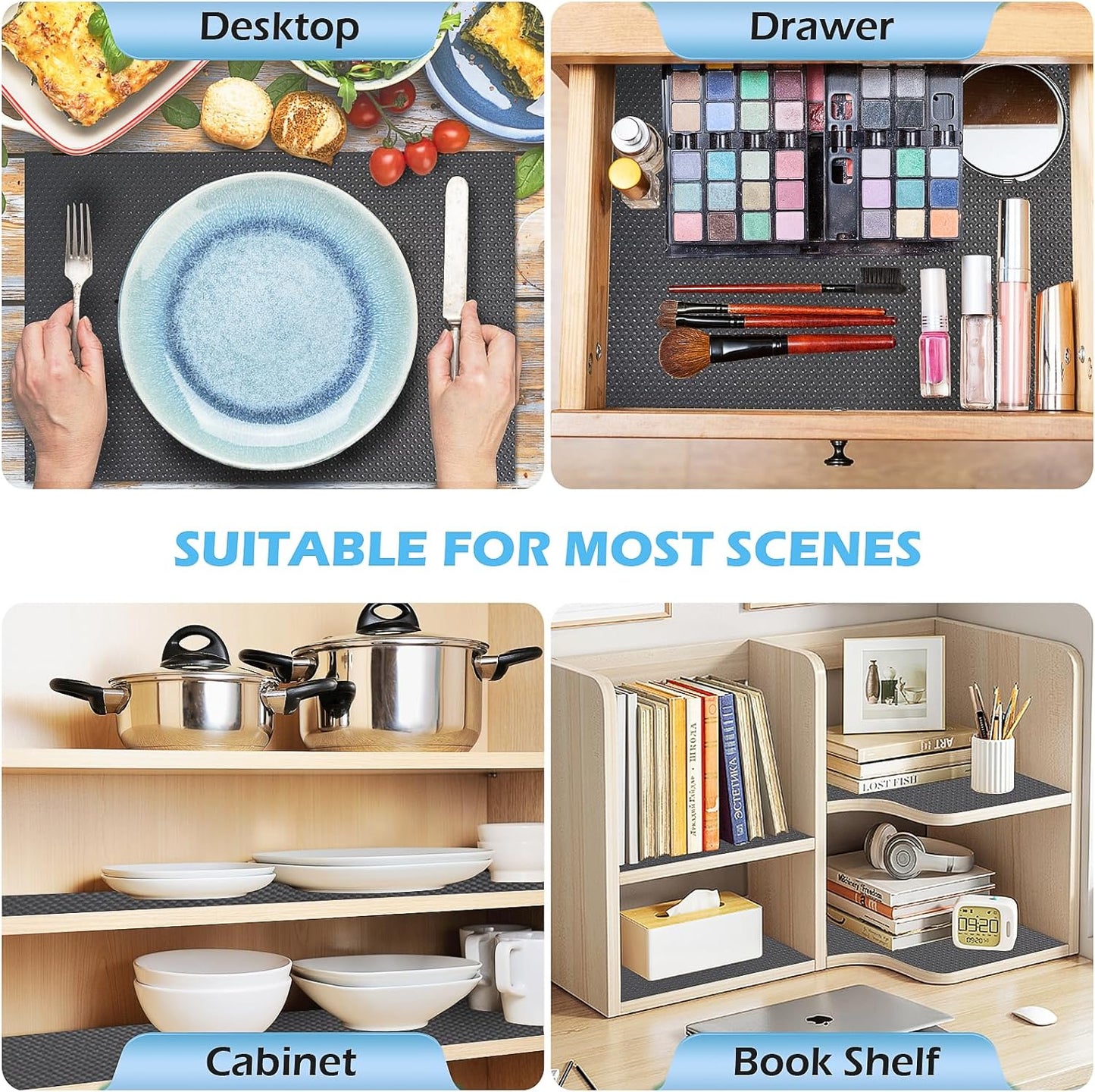 Drawer Liners, Waterproof Shelf Liner, Anti-Slip Non-Adhesive BPA Free Kitchen Cupboard Cabinet Liner Refridge Fridge Mats Sink Protector Strong Durable for Home (Grey/23.6in x 20Ft)