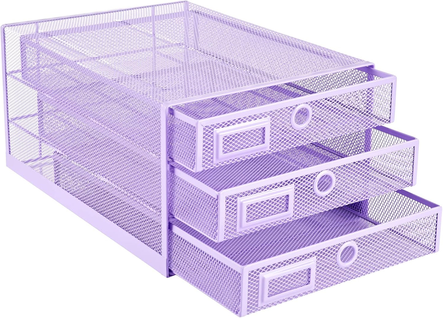 Annova Desk Organizer Wire Mesh 3 Tier Sliding Drawers Paper Sorter/Multifunctional/Premium Solid Construction for Letters, Documents, Mail, Files, Paper, Kids' Art Supplies (Light Pink)