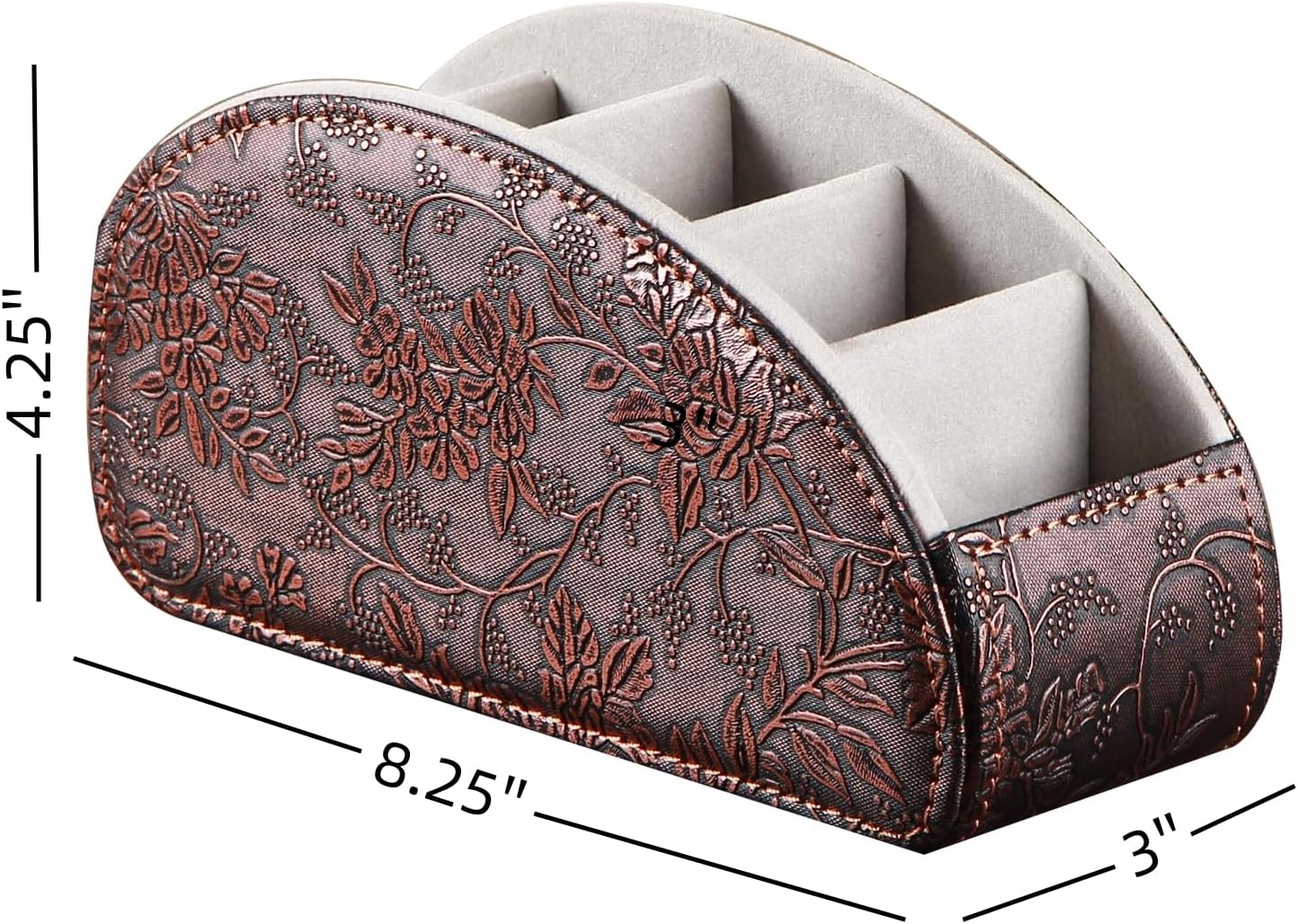 Leather Remote Control Holder,Universal TV Remote Organizer with 5 Compartments,Desktop or Bedside Table Organizer for DVD,Blu-Ray,Gaming and Streaming Remotes,Glasses and Accessories(Antique)
