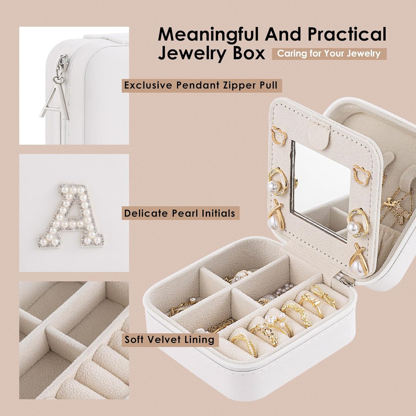 Birthday Gifts For Women, Initial Jewelry Box, Travel Jewelry Case, Gifts for Wife Girlfriend, Small Travel Jewelry Organizer, Gift for Girls, Graduation Gifts for Her, Bridesmaid Gifts
