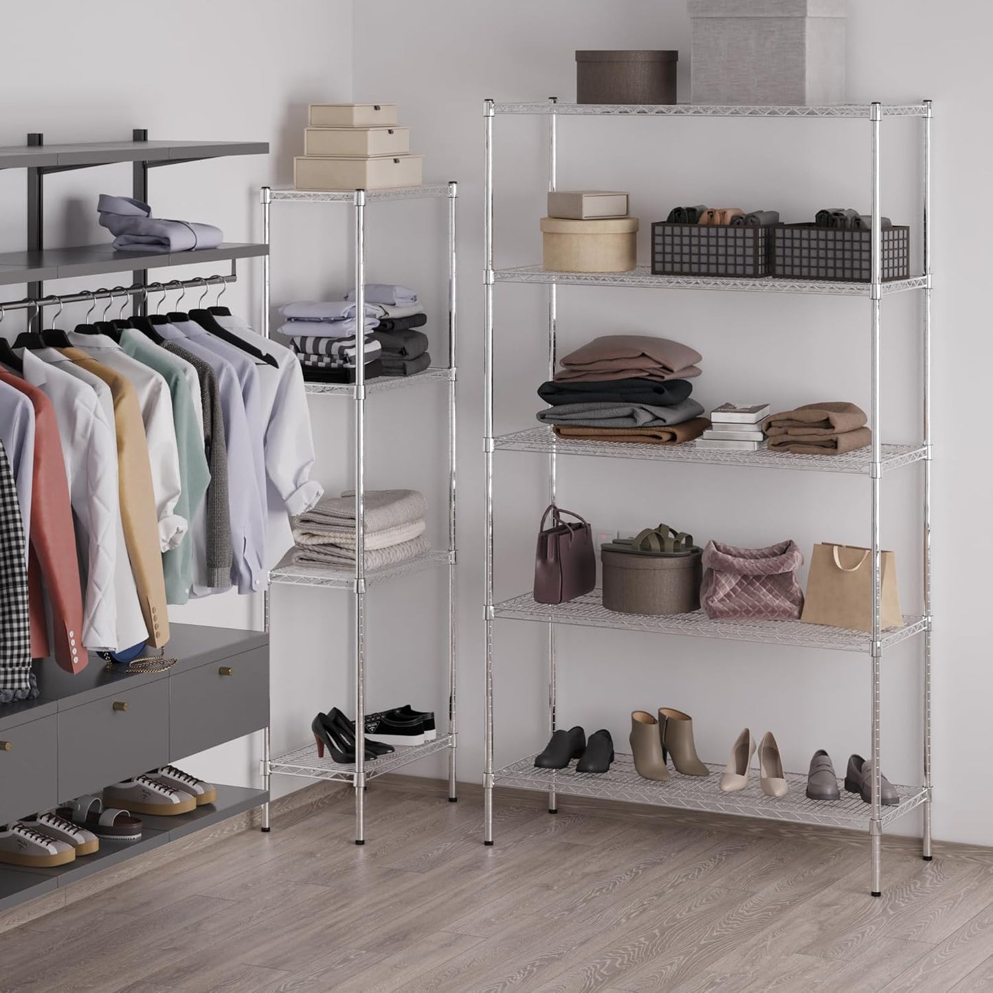18" Deep x 48" Wide x 86" Height Wire Shelving Kit | 5-Tier | NSF Commercial Storage Rack Unit