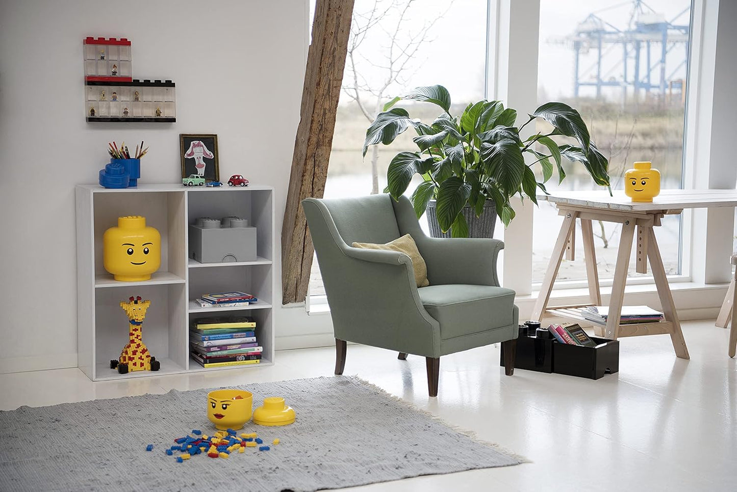Room Copenhagen, LEGO Storage Heads Stackable Storage Container - Buildable Organizational Bins for Kid’s Toys and Accessories - 6.30 x 6.30 x 7.28in - Small, Skeleton, Holds 250 Bricks