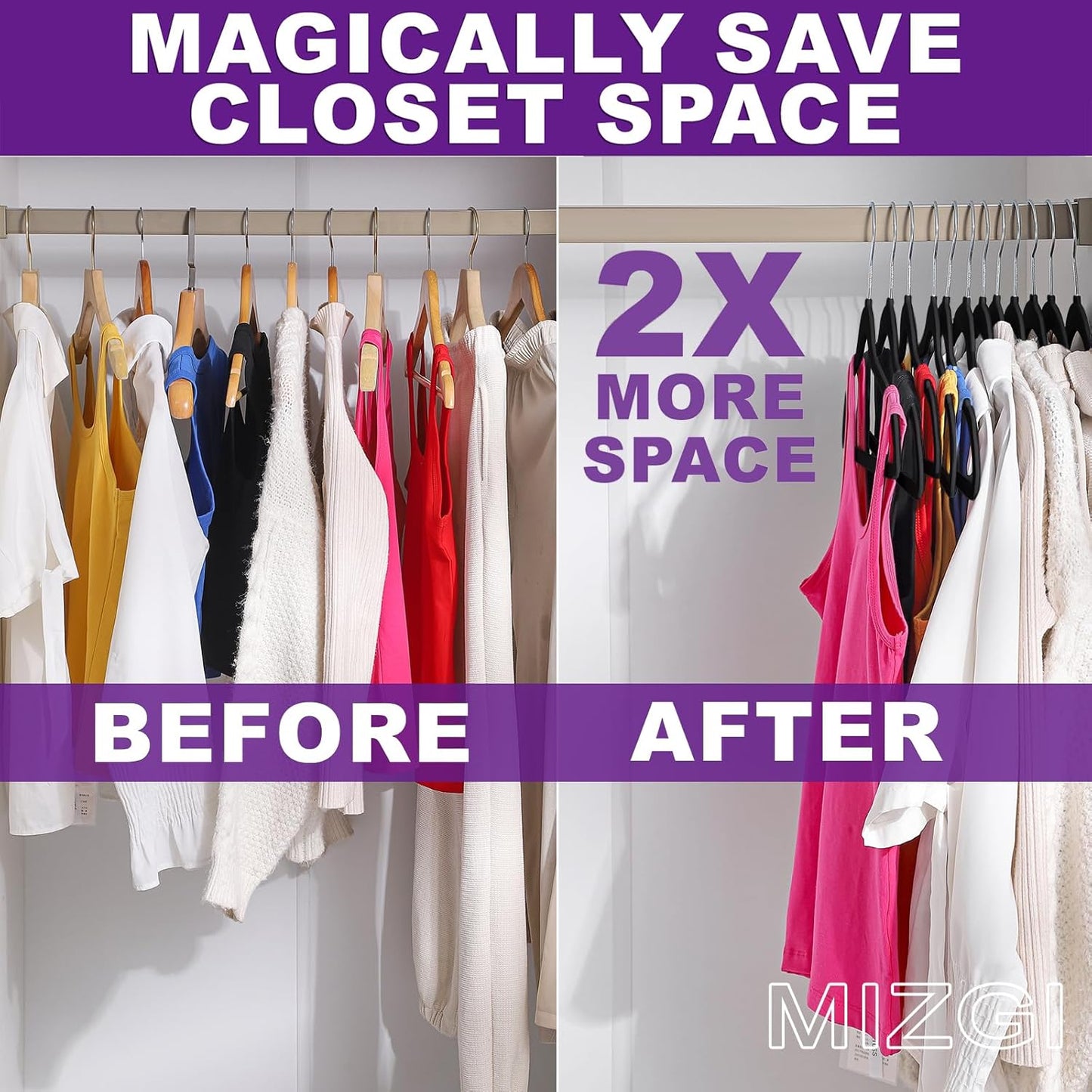 Hangers 50 Pack - Non-Velvet Black Plastic Hangers for Clothes -Heavy Duty Slim Coat Hanger -Space-Saving Closet Hangers with Chrome Hook,Non-Flocked Hangers for Dresses Coats Shirts Jackets