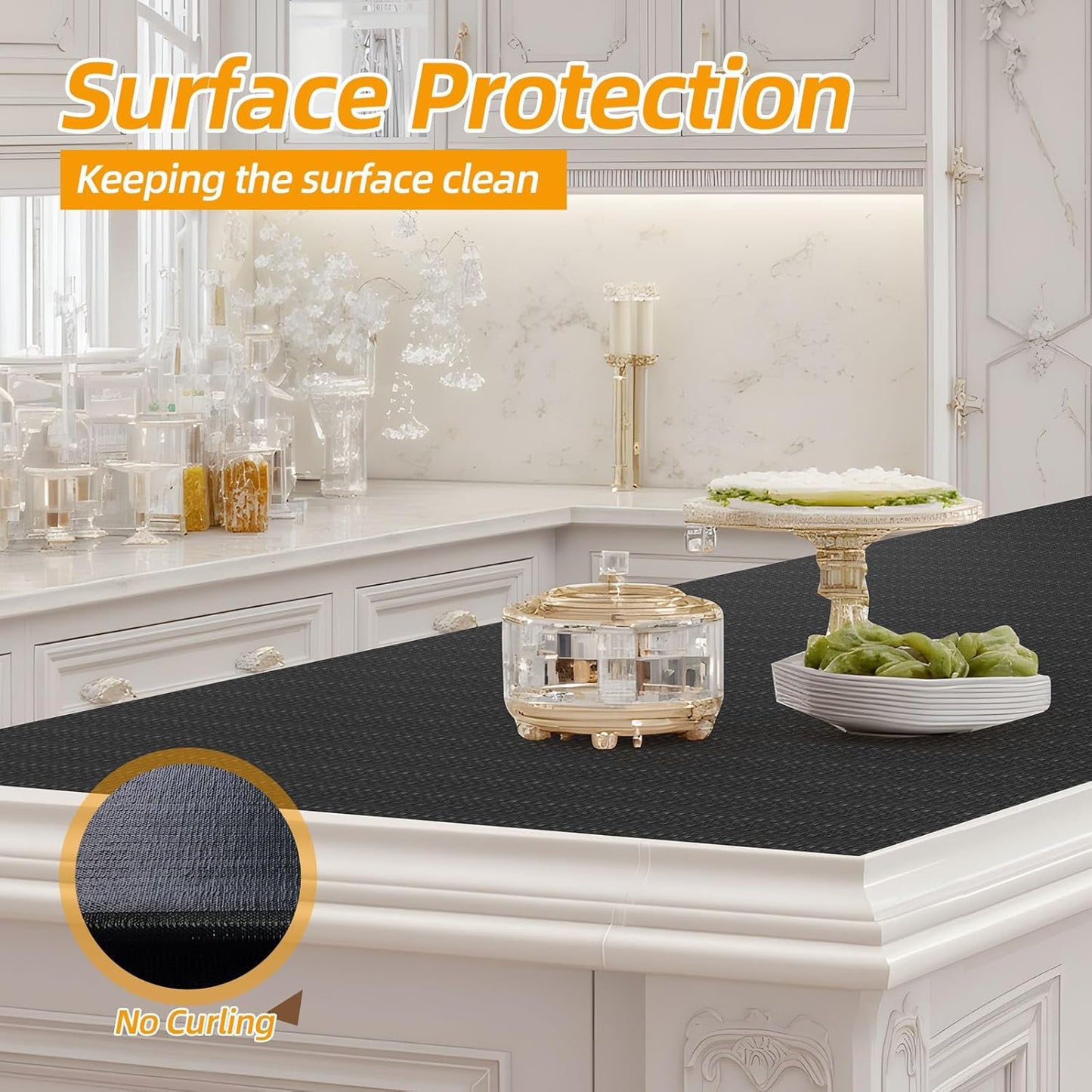 Shelf and Drawer Liner for Kitchen Cabinets Non-Adhesive, Strong Grip Non-Slip Thickened Cabinet Liners for Shelves, Waterproof Mats for Dresser Cupboard, Black, 23 in x 20 Feet