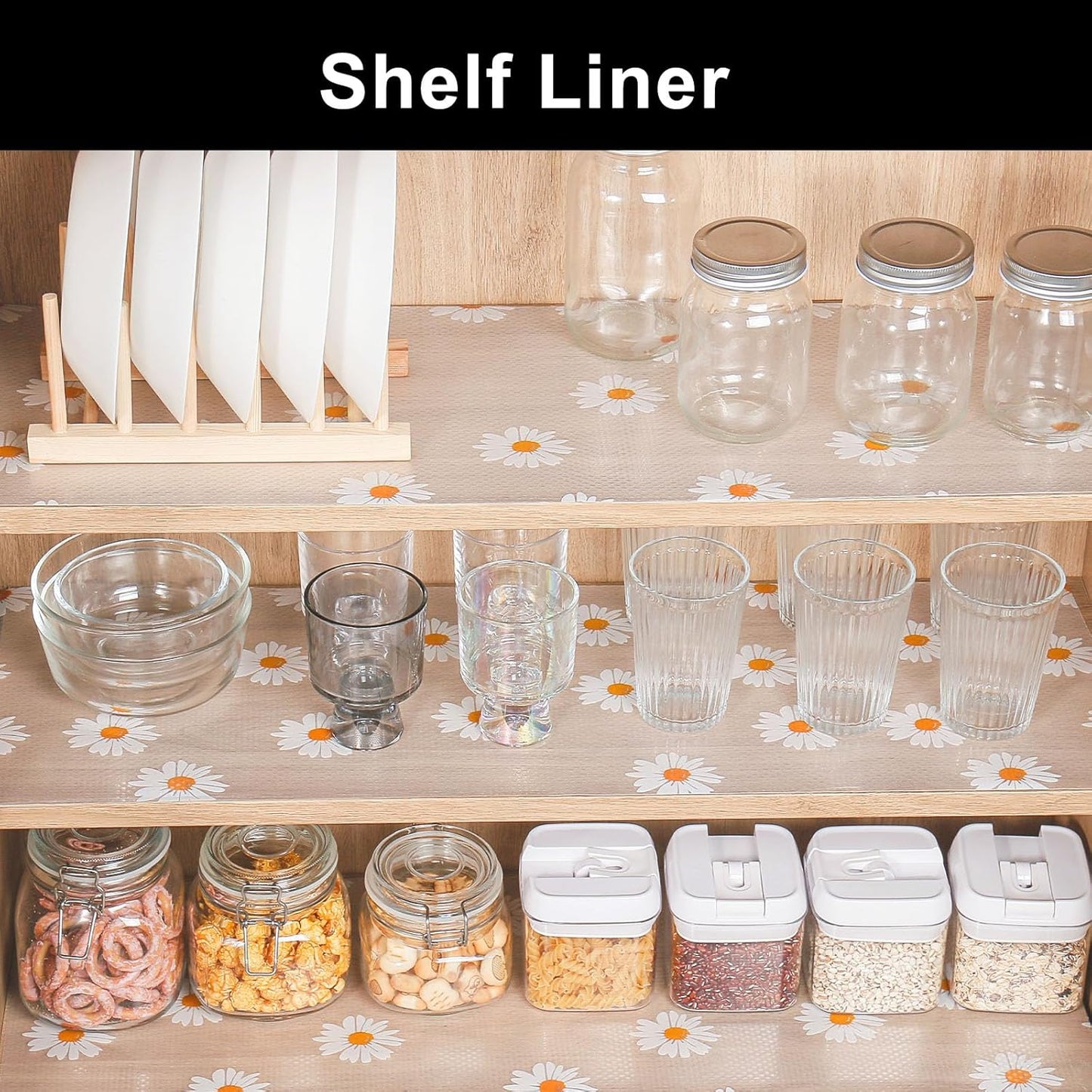 Cooyes Shelf Liner – Premium Non-Adhesive Cabinet & Drawer Liner for Kitchen – Waterproof Shelf Paper with Modern Pattern – Durable EVA Cabinet Mat – Easy to Cut (17.5" W x 360" L)