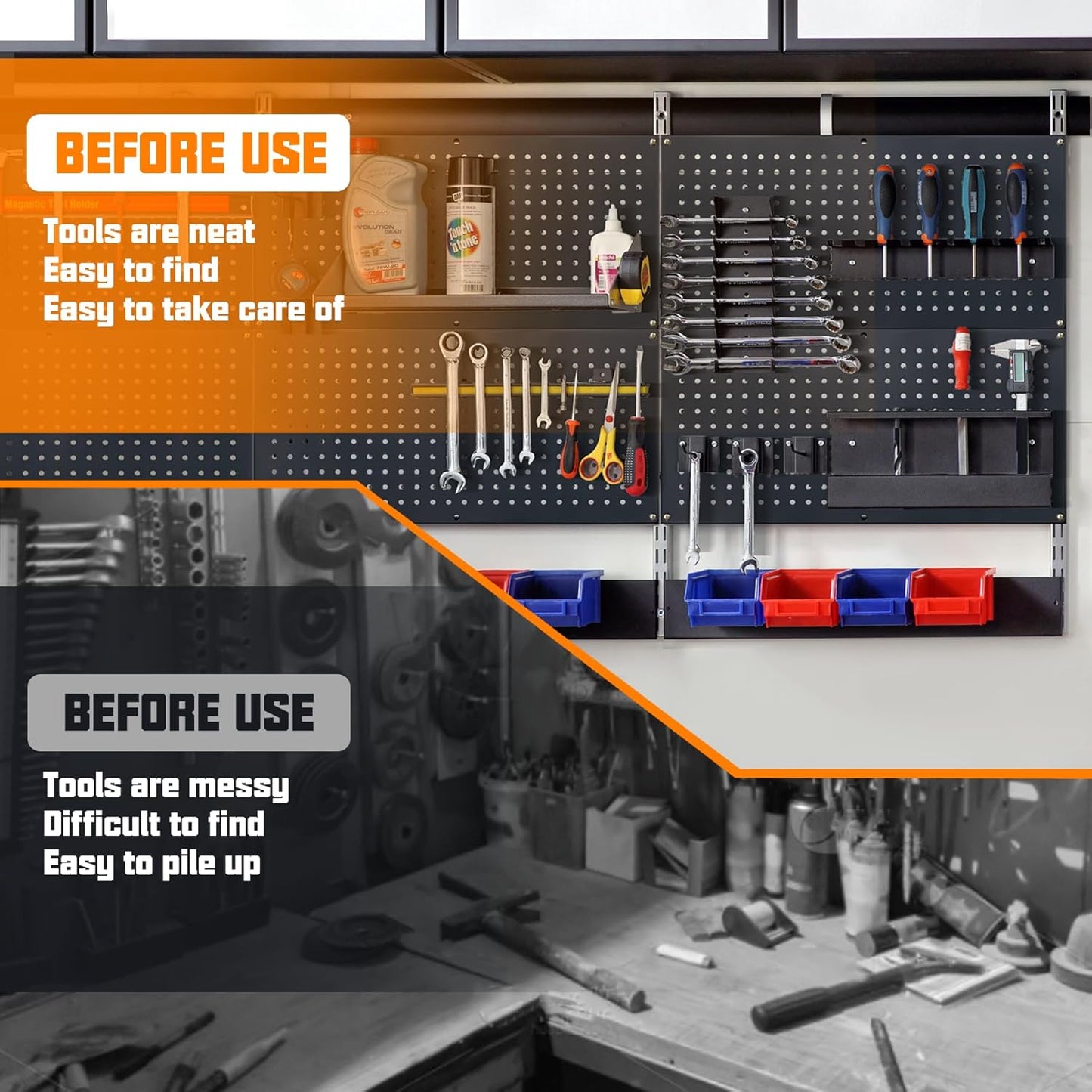 Metal Pegboard Storage System, Garage Wall Organizer, Tool Storage Panels for Workbench (Black 31.5"x15.75"-4PCS)