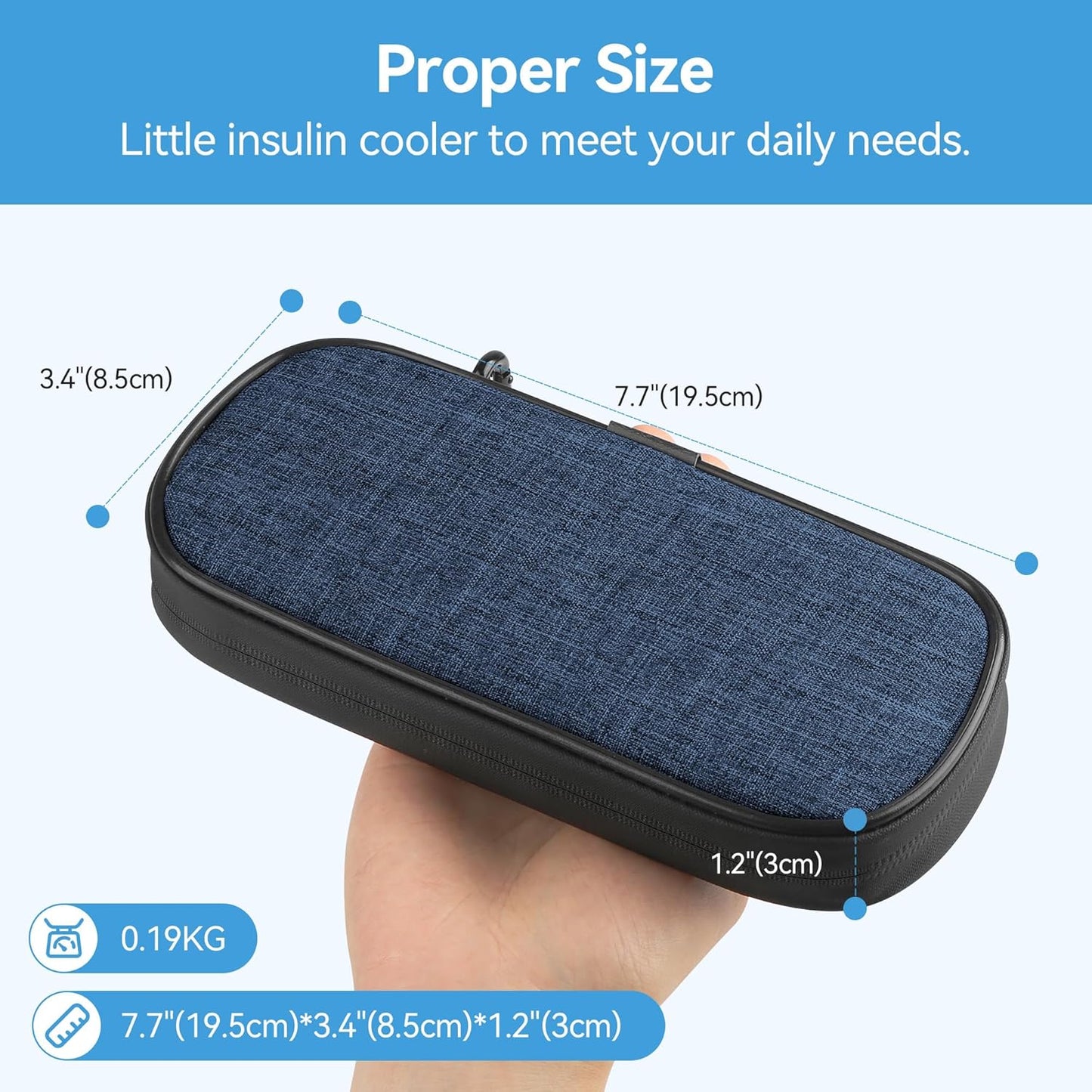 Insulin Pen Cooler Travel Case Diabetic Medication Insulated Cool Organizer with 2 Reusable Ice Packs for Insulin Pen and Other Diabetic Supplies, for the Daily Life and Trip (Dark Blue)