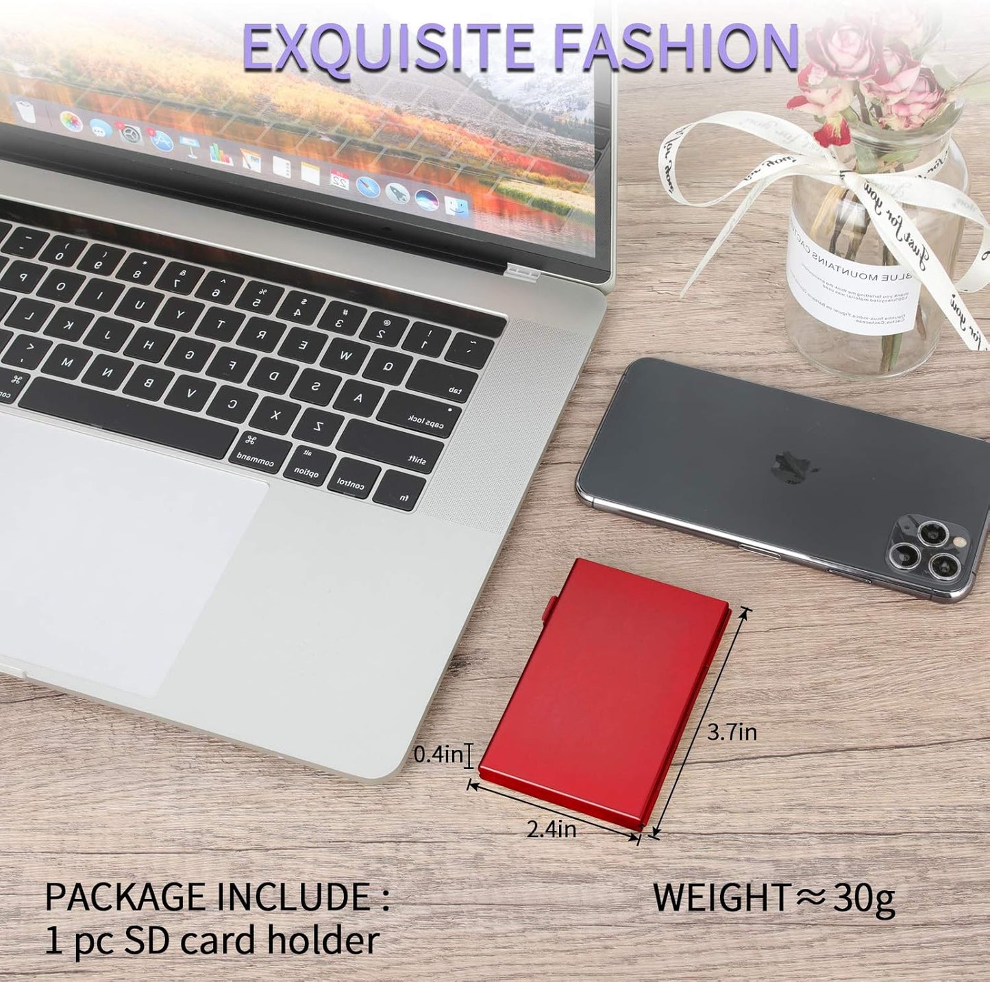 SD Card Holder, SD Card Case, LAVILI CF Memory Card Holder Case Aluminum Alloy Hard Shell, Double-Layer Capacity for 6SD Cards and 12 TF Cards Red Color
