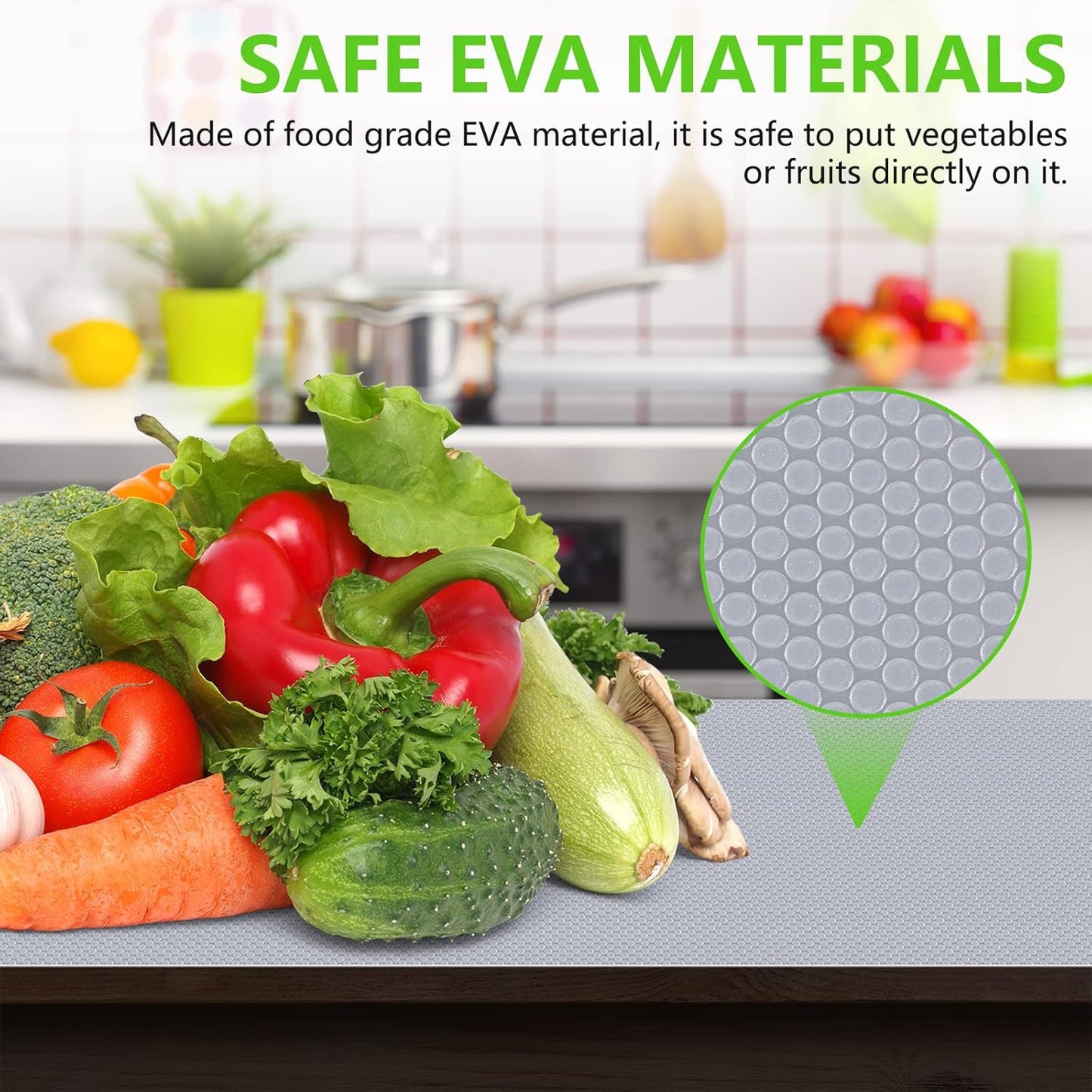 Shelf Liners for Kitchen Cabinets Refrigerator Liners Waterproof Kitchen Cupboard Liner Non-Slip Drawer Mats EVA Material Non Adhesive Fridge Mats for Shelves - Clear 17.5 x 393.7 Inches