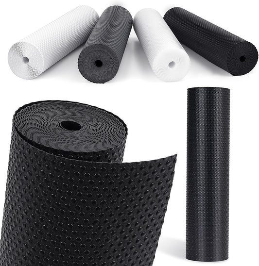 Drawer Liners, Waterproof Shelf Liner, Anti-Slip Non-Adhesive BPA Free Kitchen Cupboard Cabinet Liner Refridge Fridge Mats Sink Protector Strong Durable for Home (Black/19.7in x 20Ft)
