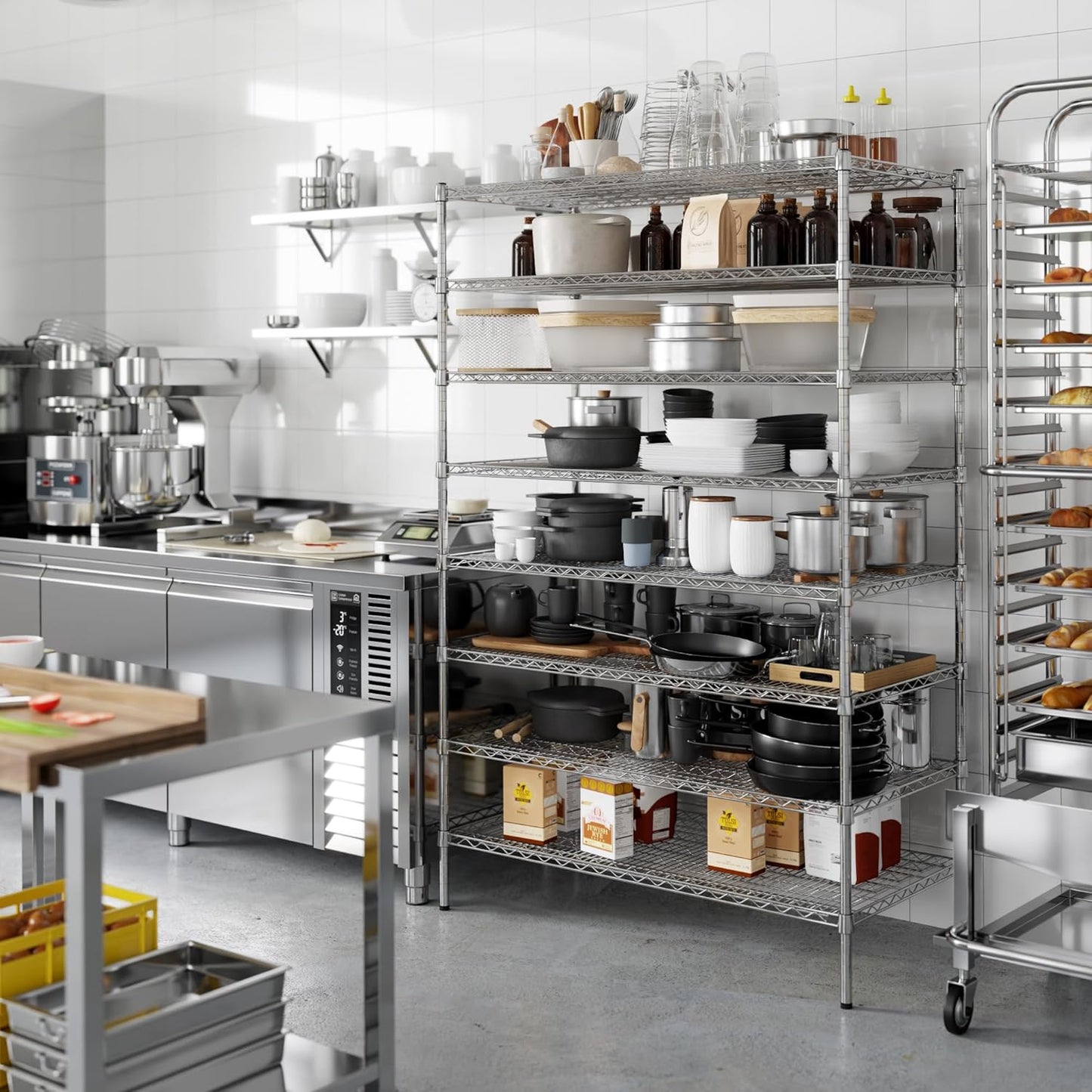24" Deep x 48" Wide x 74" Height Wire Shelving Kit | 8-Tier | NSF Commercial Storage Rack Unit