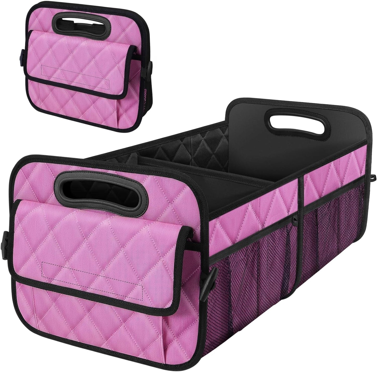 Deosk Car Trunk Organizer for SUV, Car Organizers and Storage with 6 Pocket, Car Accessories for Women/Men 50L Waterproof Polyester Trunk Organizer(Medium,Pink)