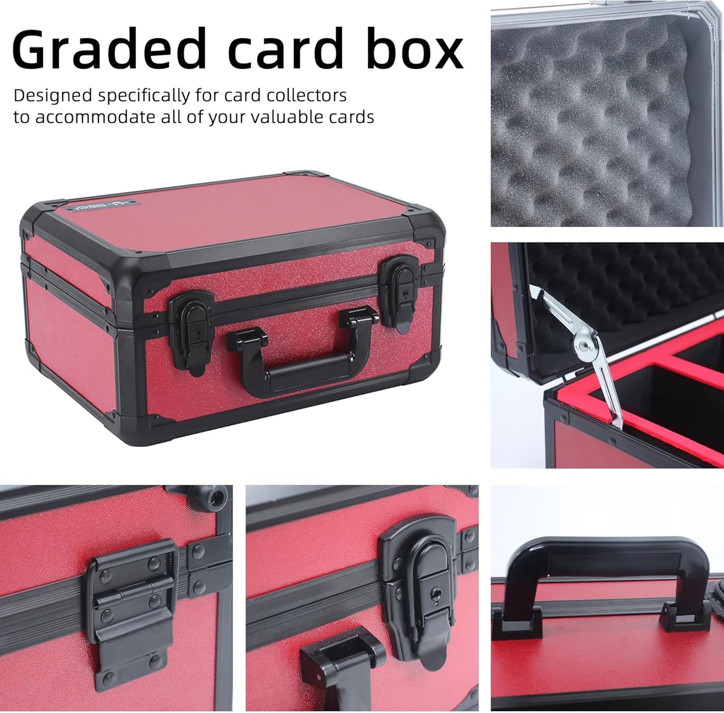 Graded Card Storage Box; Durable Sports, PSA Card Storage Case- Trading Card Storage Box - PSA Slab Case For Top Loaders (RED, 14.17x11.2x7 inches)