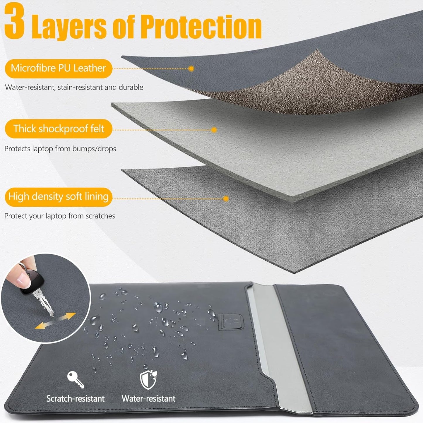 HYZUO 13 Inch Laptop Sleeve Case with Stand for 2025-2018 MacBook Air 13 M4 M3 M2 M1, 2025-2016 MacBook Pro 13 M2 M1, 13" iPad Pro/Air, Surface Pro 11/10/9, XPS 13, with Pouch, Graphite
