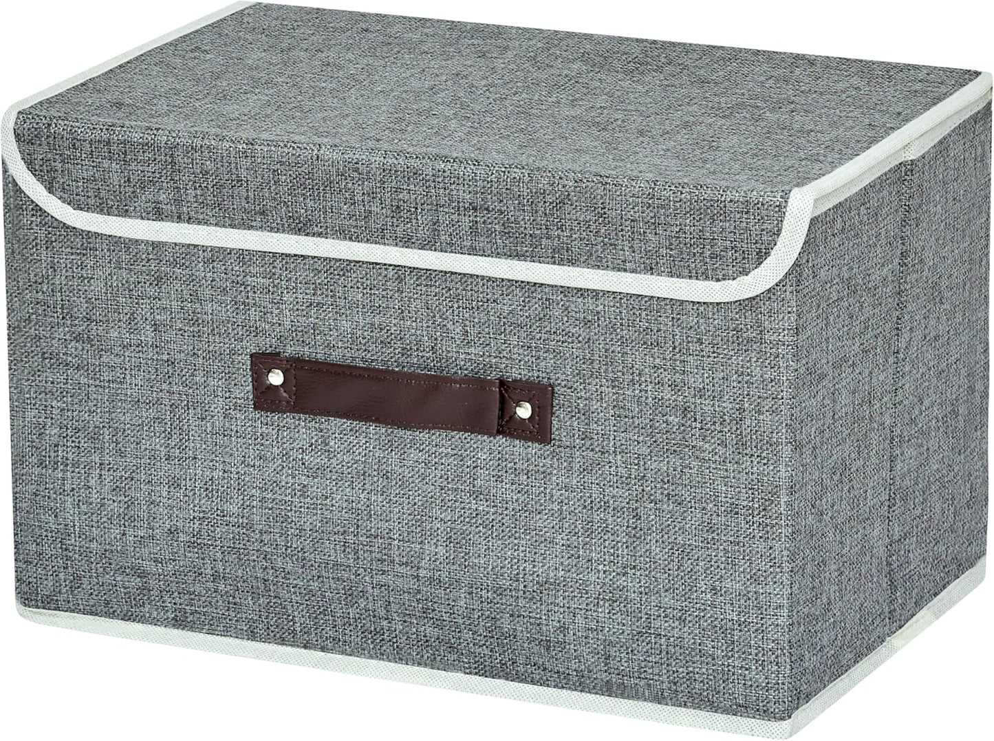 Storage Bin for Shelves Foldable Storage Organizing Basket with Lid&Handles Rectangle Closet Baskets,Gray Storage Bins, Storage Boxes for Home Office Car Dormroom
