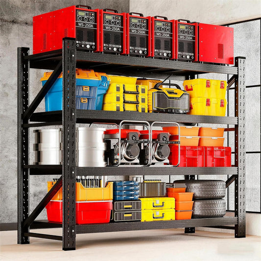 MIIIKO 48" W Storage Shelves,3000LBS Metal Garage Storage Shelving,Heavy Duty Adjustable Unit Storage Shelves for Warehouse,Basement,48" W x 24" D x 70" H,Black