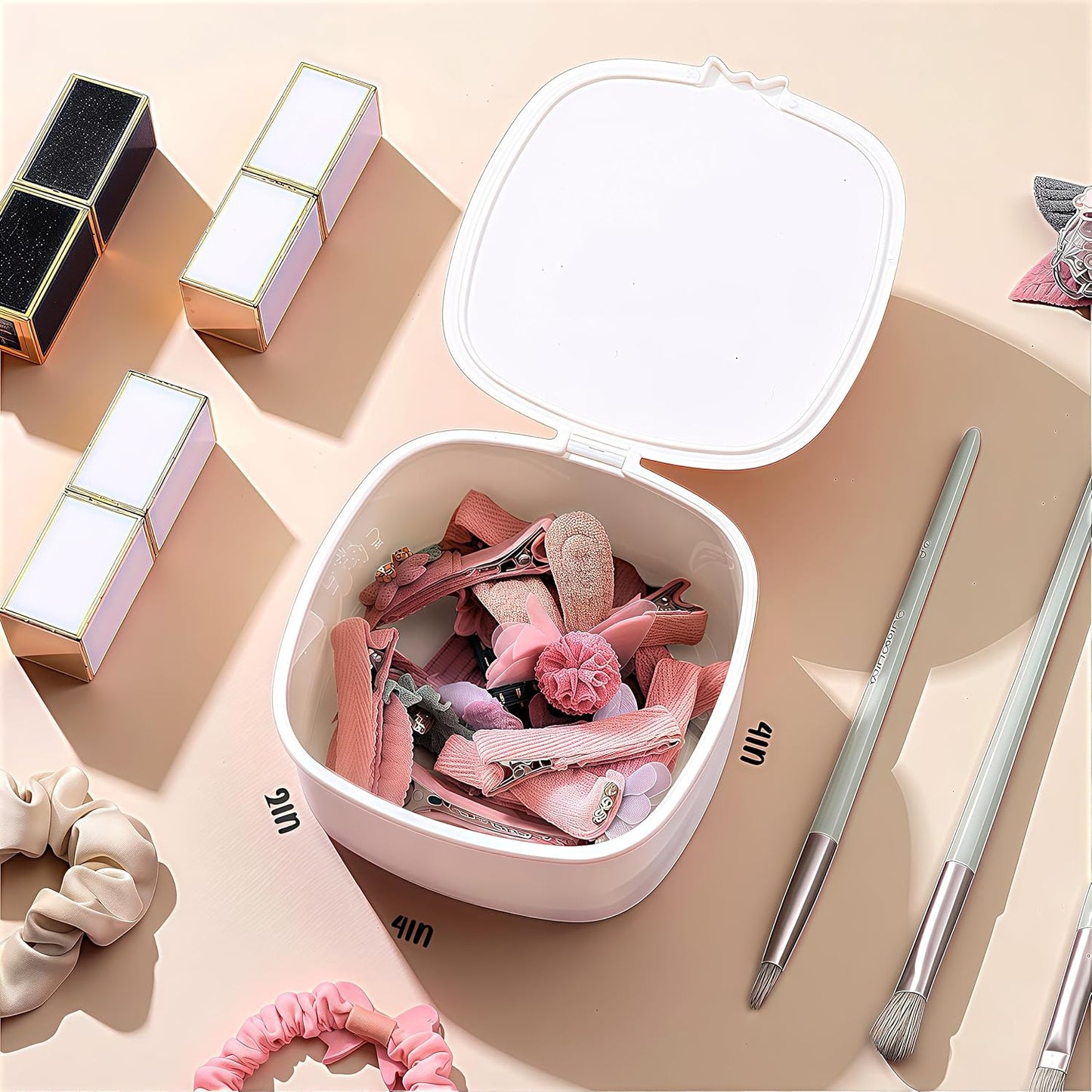 Small Hair Accessories Organizer Box For Girls Kids Teens Women, Hair clips/Ties/bands/pins/barrettes/scrunchies Organizer and Storage! (Fox)
