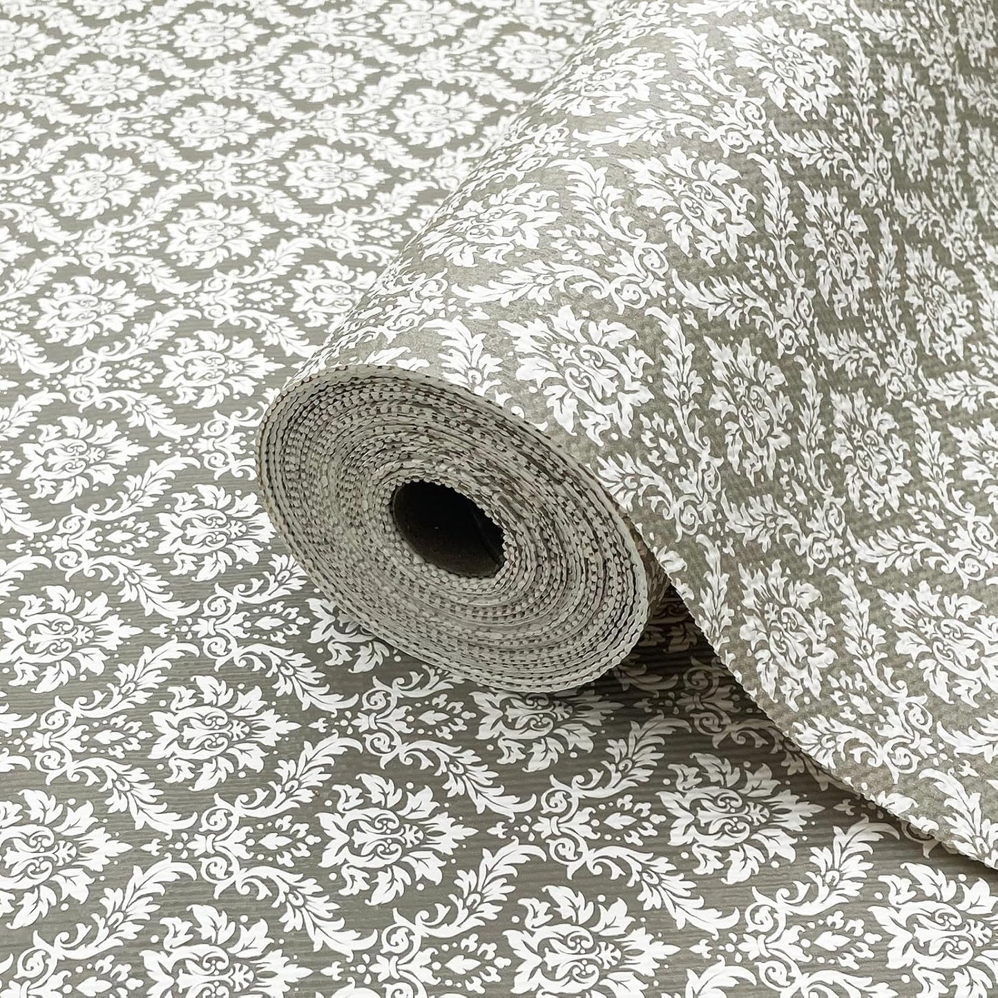 Drawer Liner and Shelf Liner for Kitchen Cabinet Liner Non-Adhesive Non-Slip Shelf Paper, Thick Strong Grip Waterproof Easy to Clean for Shelves, Cupboard, Desks, Baroque Pattern, 12 in x 10 FT