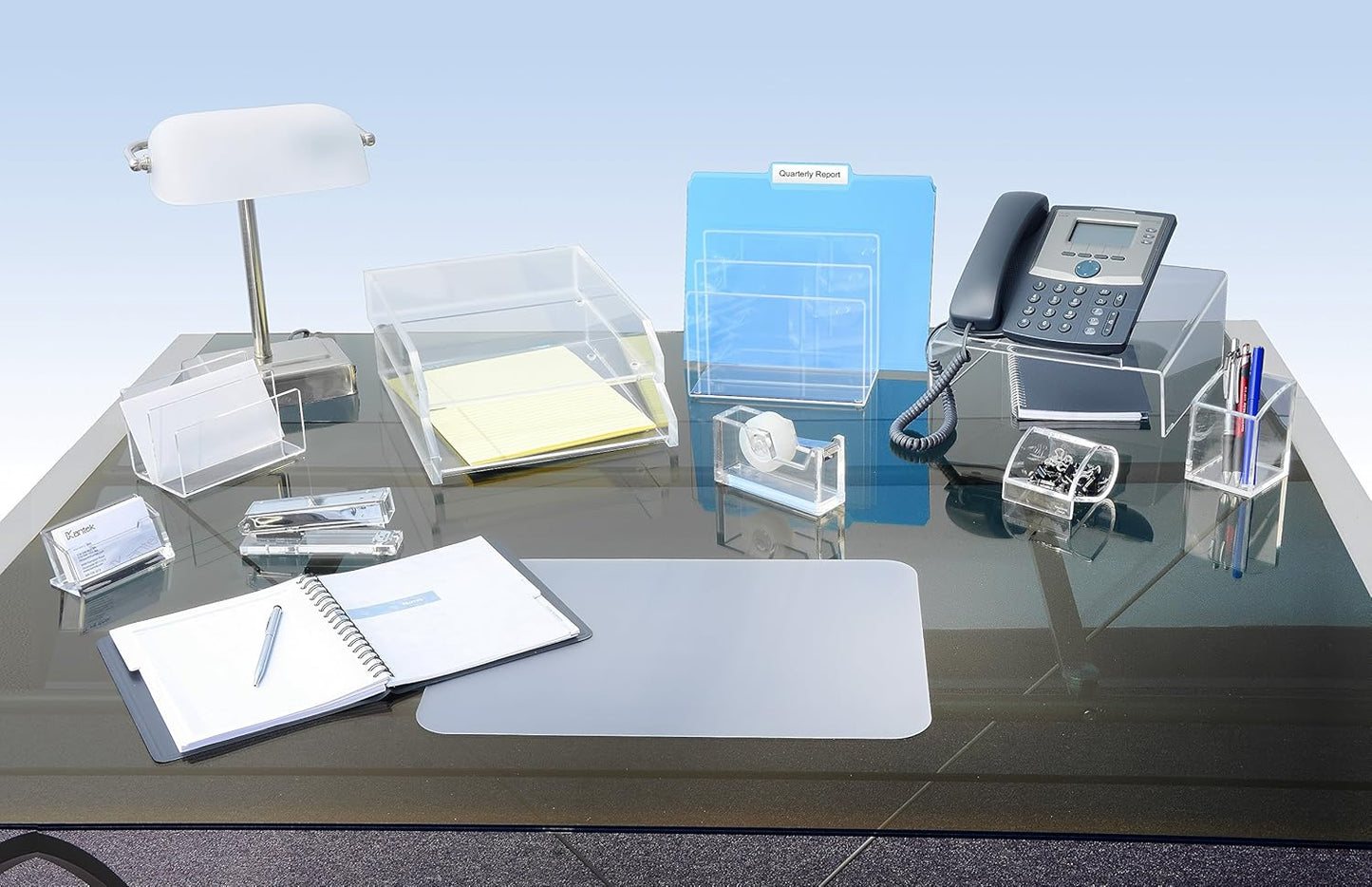 Kantek Clear Acrylic Paper Clip Holder, Angled Open Design, 3.1" x 3.3" x 2.6", Non-Skid Feet, Office Organizer, Desk Accessory