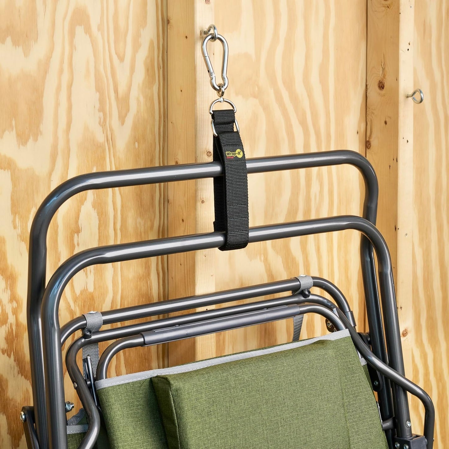 Hook 'n Hang Wrap-It Storage Straps - 24" Blaze Orange - Carabiner Straps for Cord or Garden Hose Storage (2-Pack)