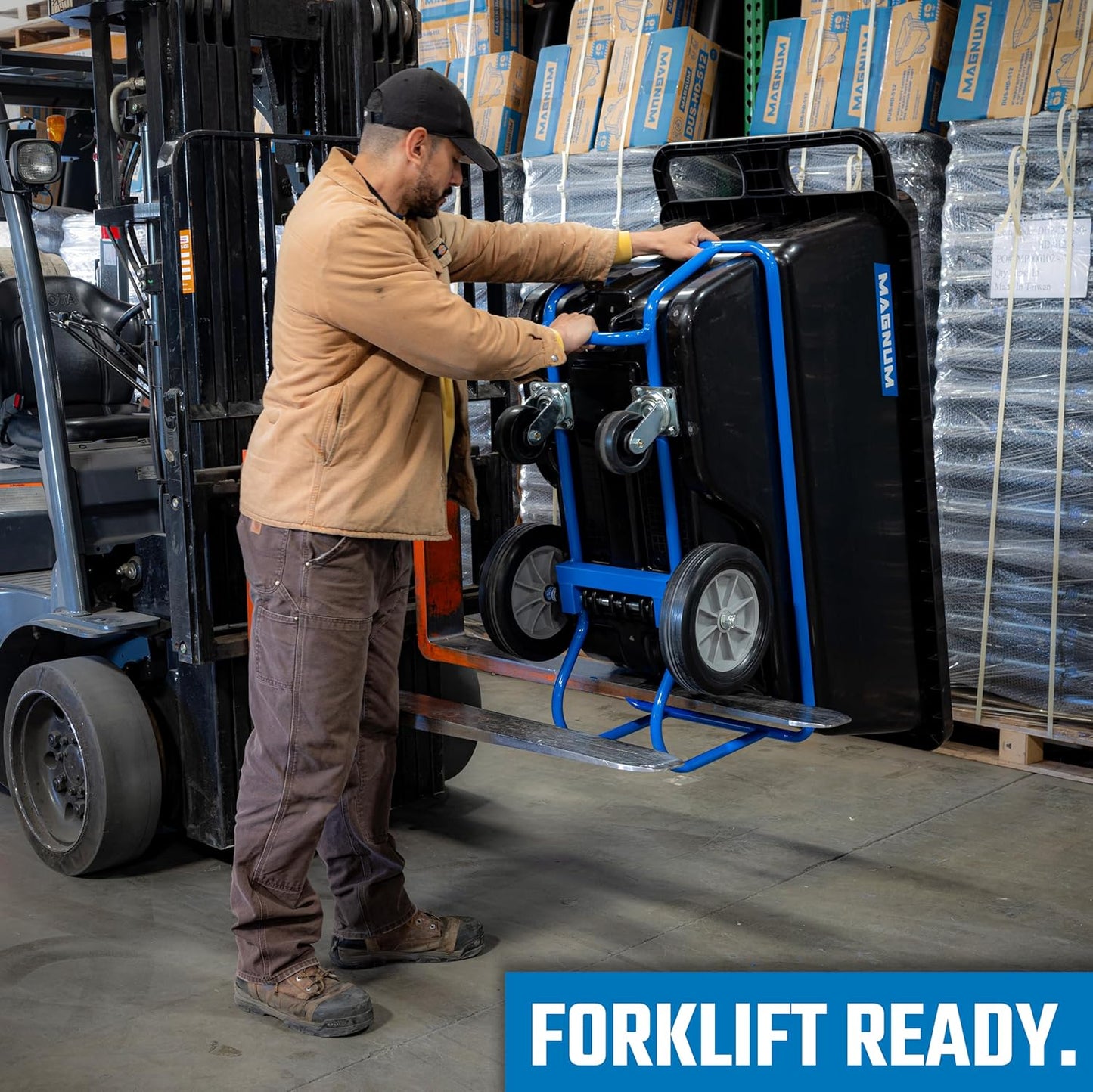 Tilt Truck, 1/2 Cu. Yd. Capacity Dump Cart with Heavy Duty 12” Wheels & 5” Casters & Forklift-able Frame for Jobsites, 850 lbs, Trash Cart with Wheels DUC12T-F