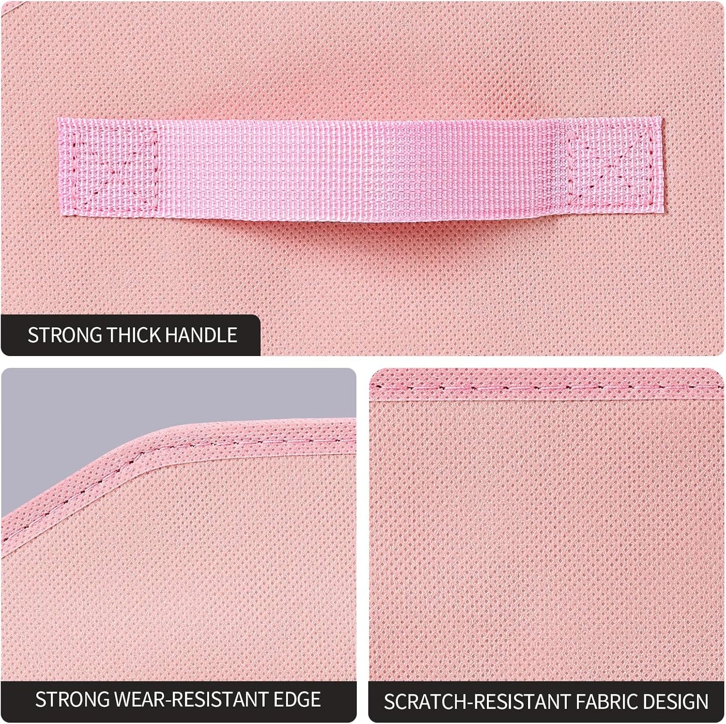 Storage Bins for Shelves - Large Trapezoid Closet Shelf Organizer, Fabric Organization Bins with Handles, Storage Baskets for Clothes, Towel, Purse, 4 Pack, Pink