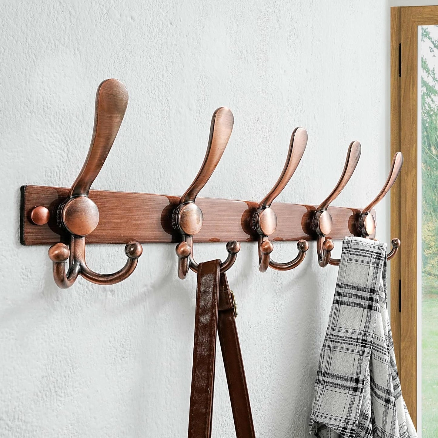 Dseap Coat Rack Wall Mount 2.0 Pro: Heavy Duty 300% Thicker, 16" Stud Mount, Stainless Steel Wall Coat Hooks Hanger for Clothes Jackets Hats Entryway Closet, MaxStrong, Antique Copper, Pack of 2