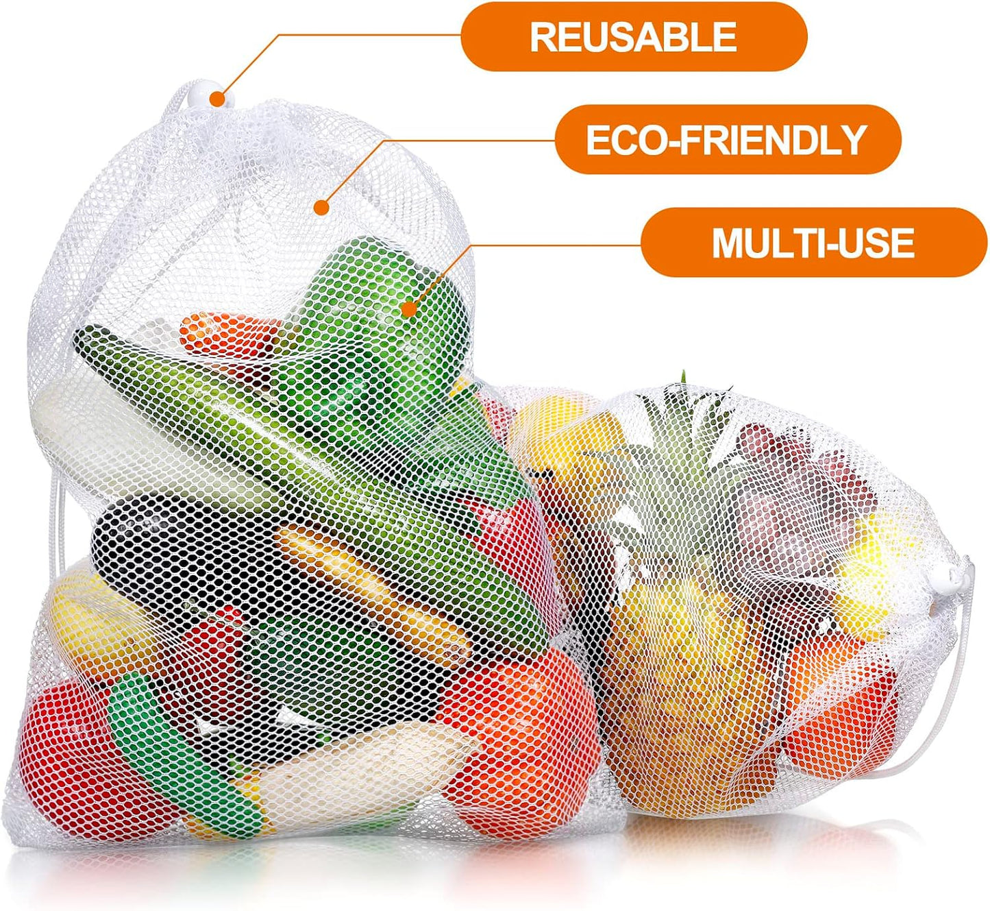 TecUnite 10 Pcs Mesh Bags Drawstring Laundry Bags Large Nylon Mesh Gift Dishwasher Bag with Sliding Drawstring for Kitchen Jewelry Gifts Wedding Favor Home(5.5 x 7.5 Inch,White)
