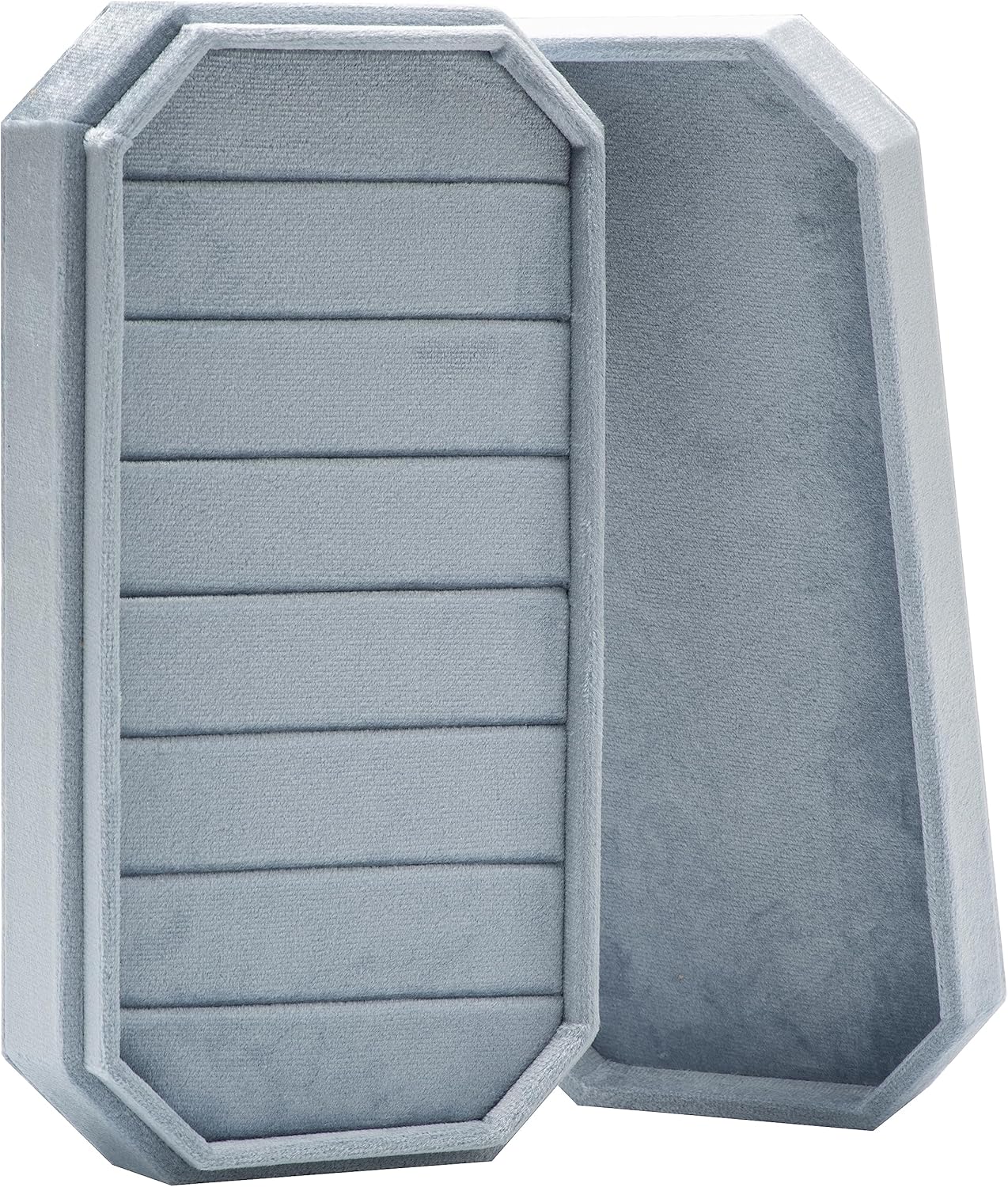 Velvet Ring Organizer Display Tray Jewelry Box Earring Holder Case for Wedding Birthday Christmas Day (Light Ocean Blue)