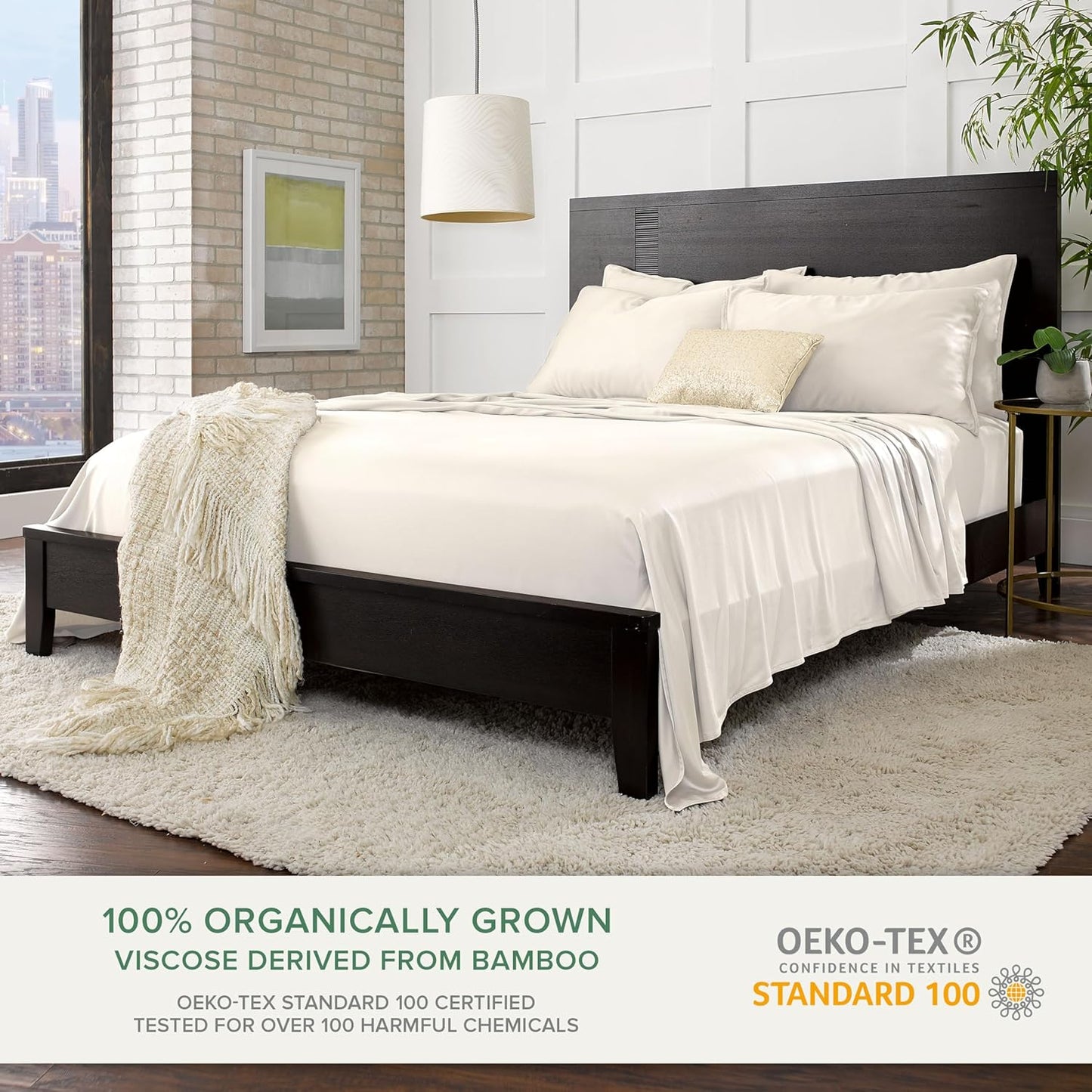 King Pillowcases by Pure Bamboo, Genuine 100% Organic Viscose Derived from Bamboo, Luxuriously Soft & Cooling, Double Stitching, Envelope Closure (2 King Pillowcases, Ivory)