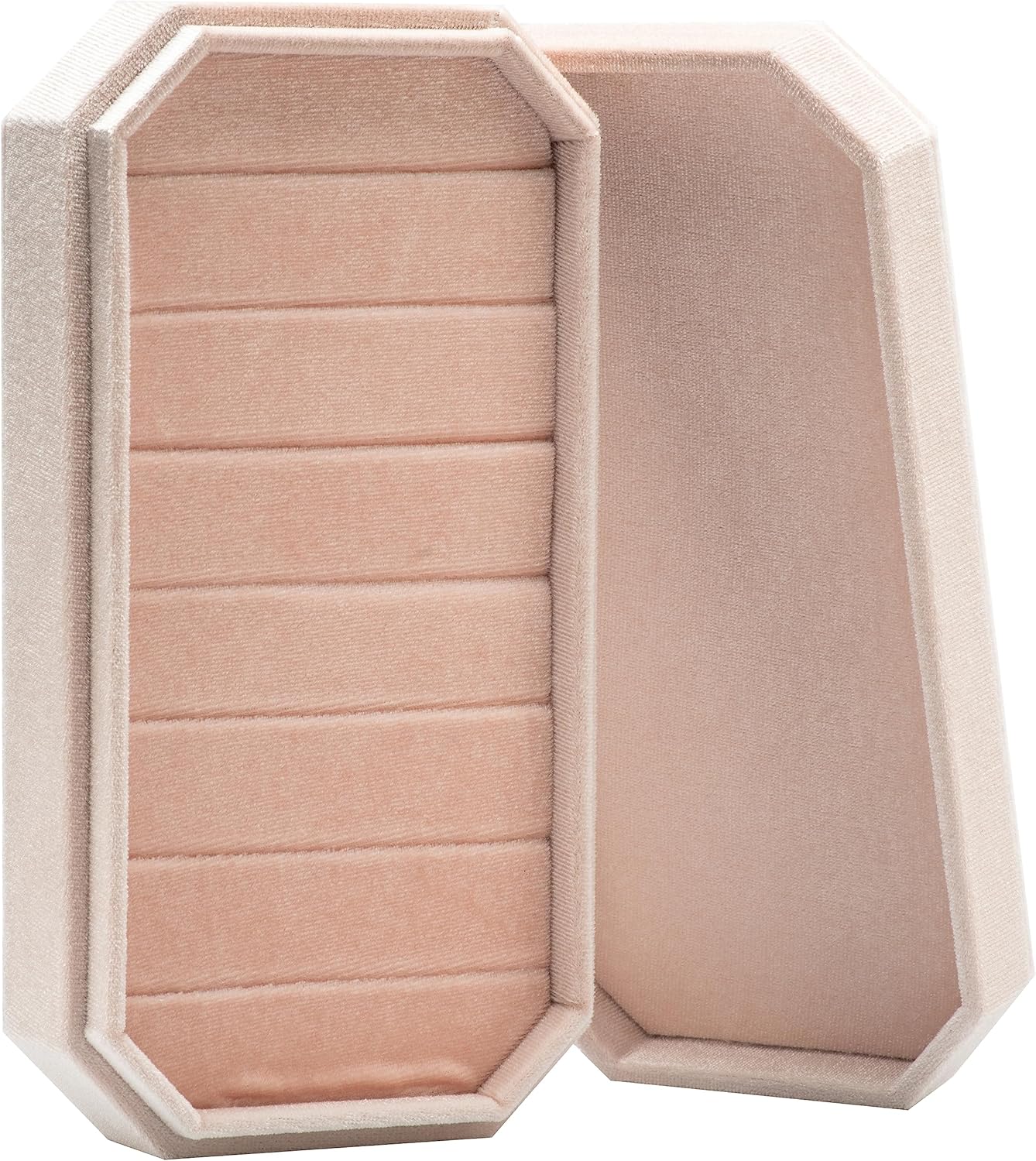 Velvet Ring Organizer Display Tray Jewelry Box Earring Holder Case for Wedding Birthday Christmas Day (Light Pink)