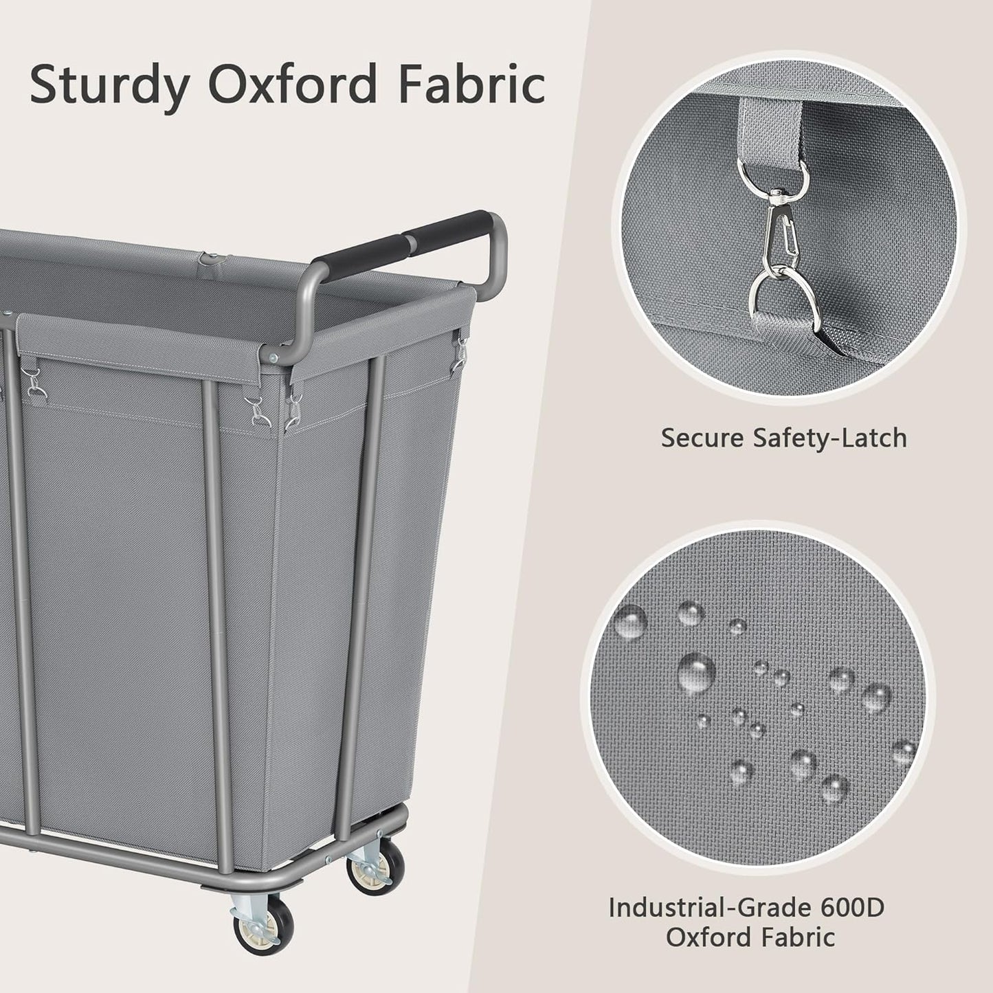 Large Laundry Hamper with Wheels, 360L Rolling Big Laundry Basket for Clothes Storage, Heavy Duty Extra Large Rolling Laundry Cart with Handle, Steel Frame, Waterproof Liner,95.1 Gallons,Grey