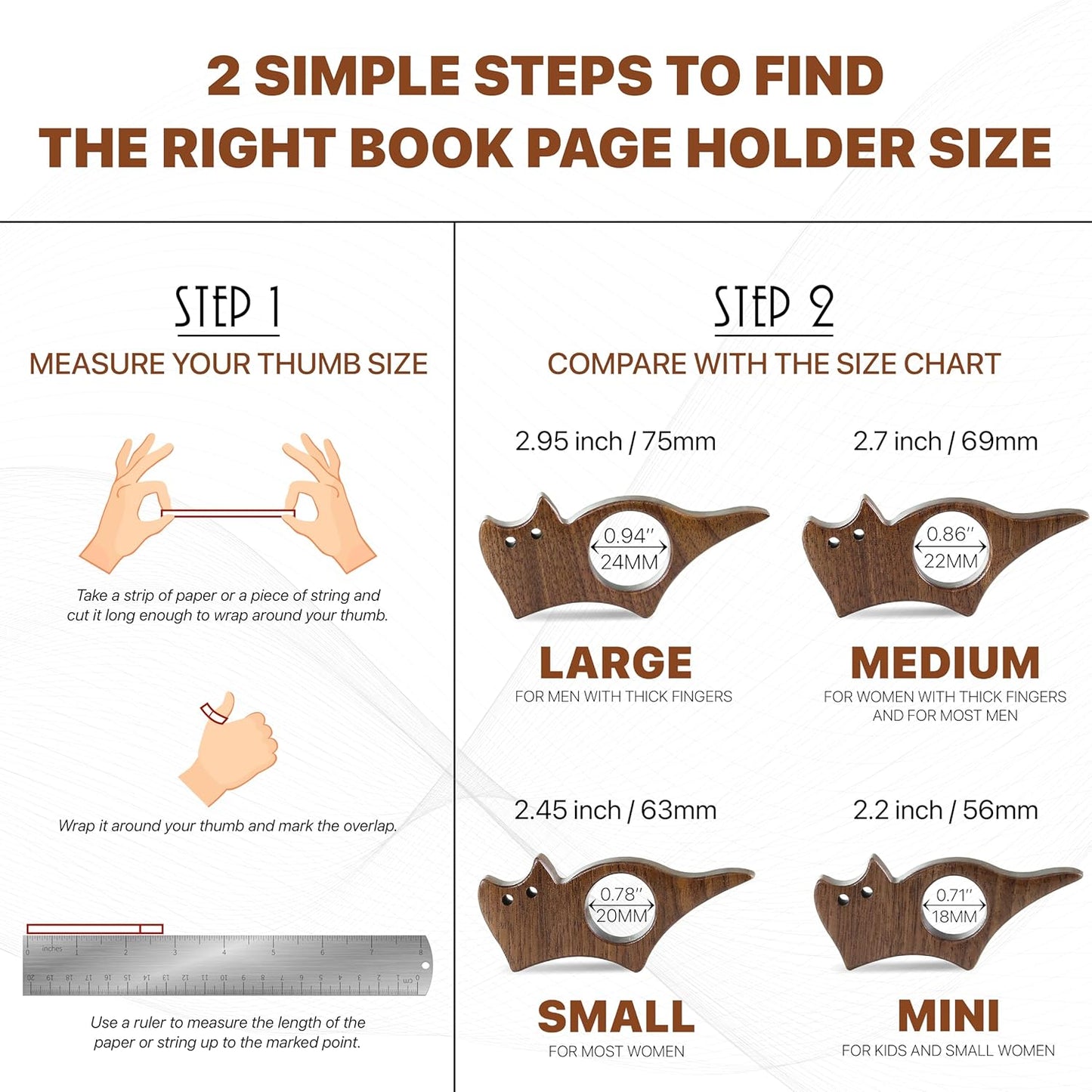 Cat Book Page Holder, Smooth Finish Walnut Wood Book Holder for Reading, Ideal Book Reader Gifts & Reading Accessories,Book Worm Gifts for Women, Thumb Book Page Holder - Book Lovers & Literary Gifts