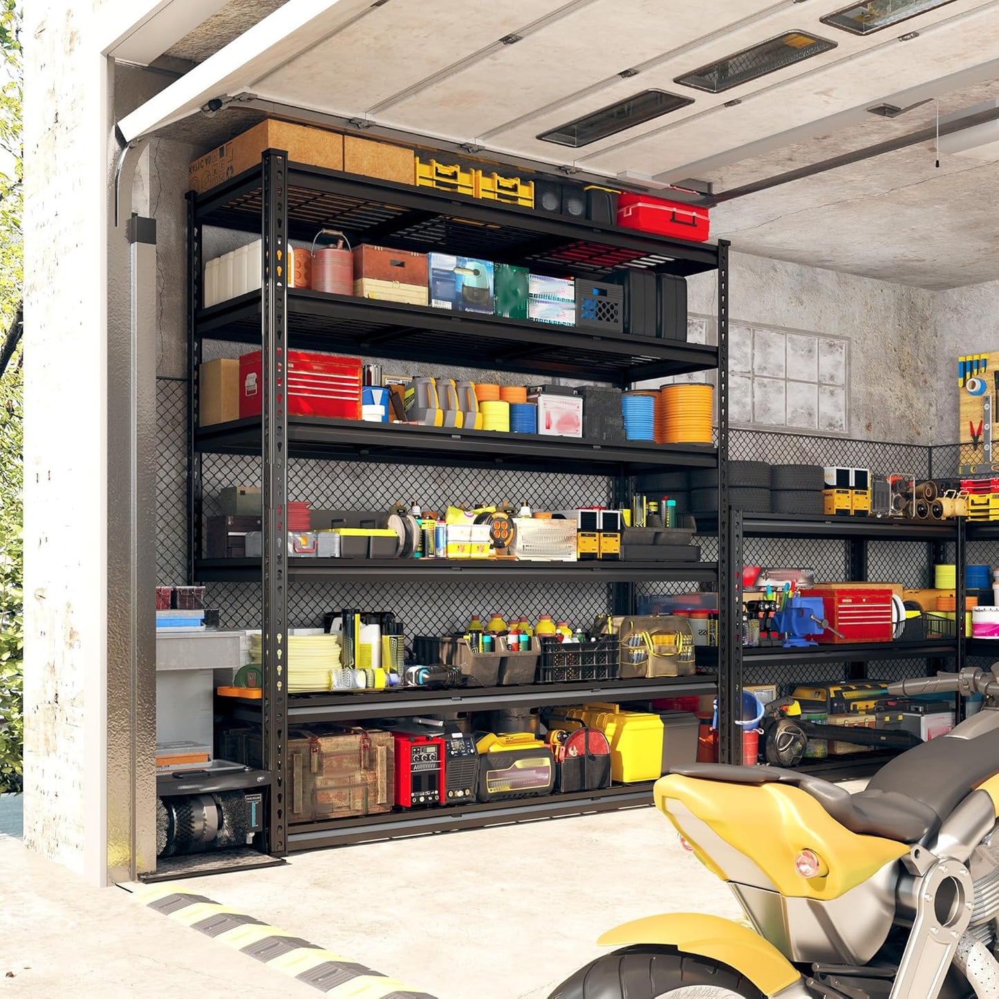 REIBII 3300LBS Garage Shelving 78" H Storage Shelves Heavy Duty 6-Tier Adjustable Matel Shelving Easy Assembly Storage Shelf for Garage Basement Warehouse Pantry, 48" W X 18" D X 78" H