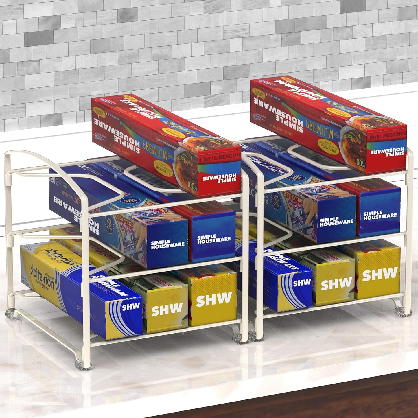 Simple Houseware Kitchen Wrap Organizer Rack, White