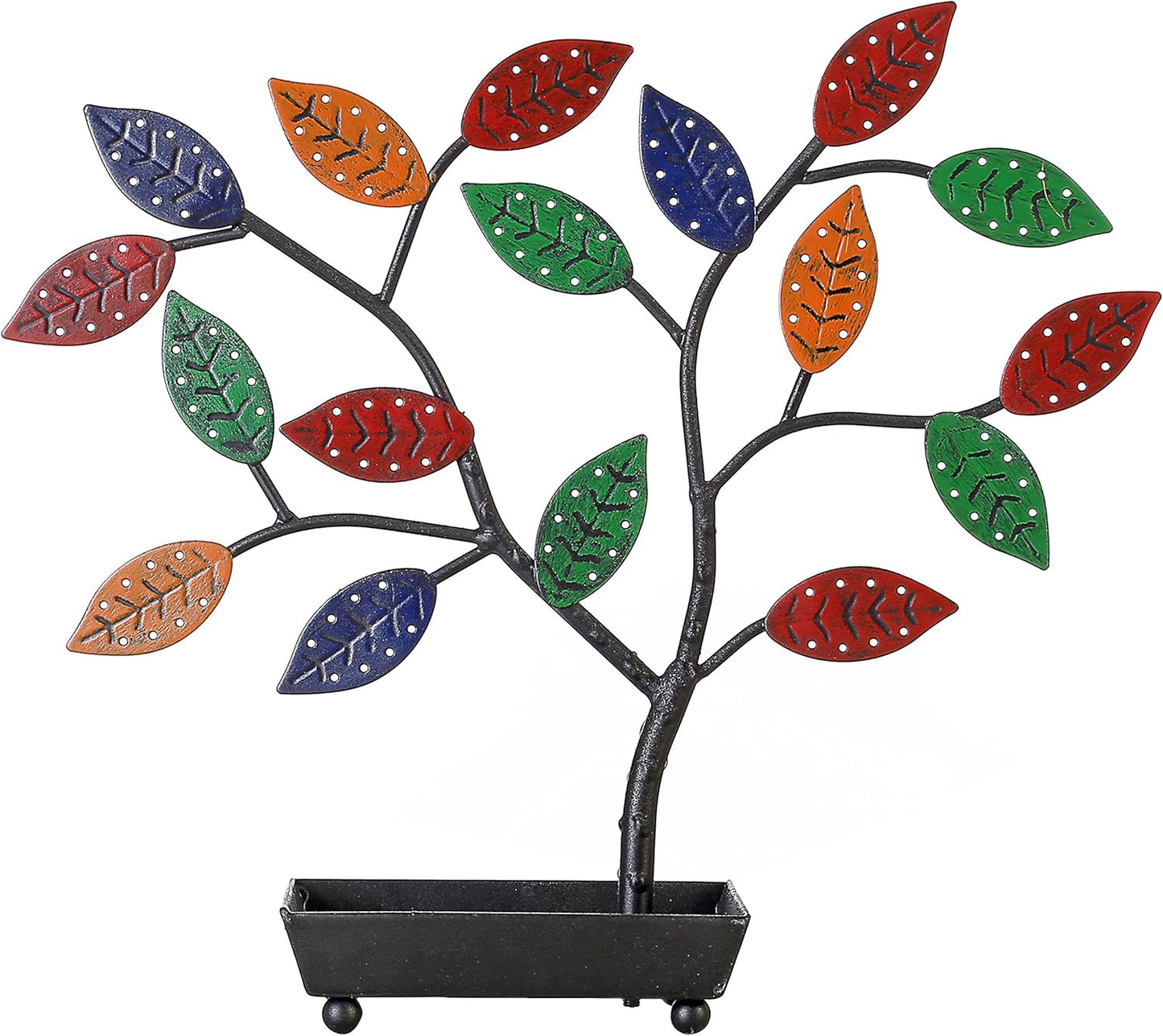 MyGift Jewelry Tree w/Bird Nest 48 pair Earrings Holder, Bracelets/Necklace Organizer Stand (Multicolored Metal)
