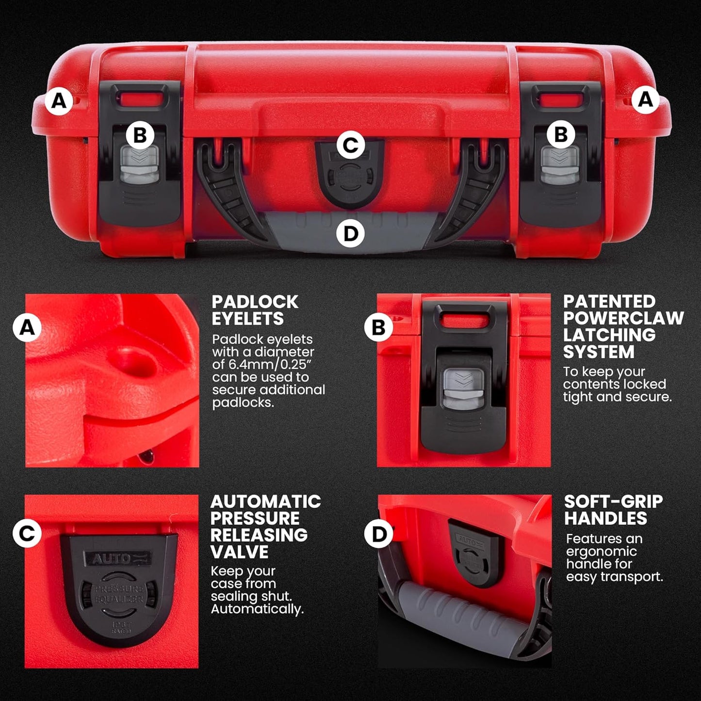 NANUK 909 Waterproof First Aid Box Empty – Durable, Medical First Aid Organizer Case, IP67-Rated, Dustproof, Impact-Resistant, and Floats (11.4" x 7.0" x 3.7") – Red