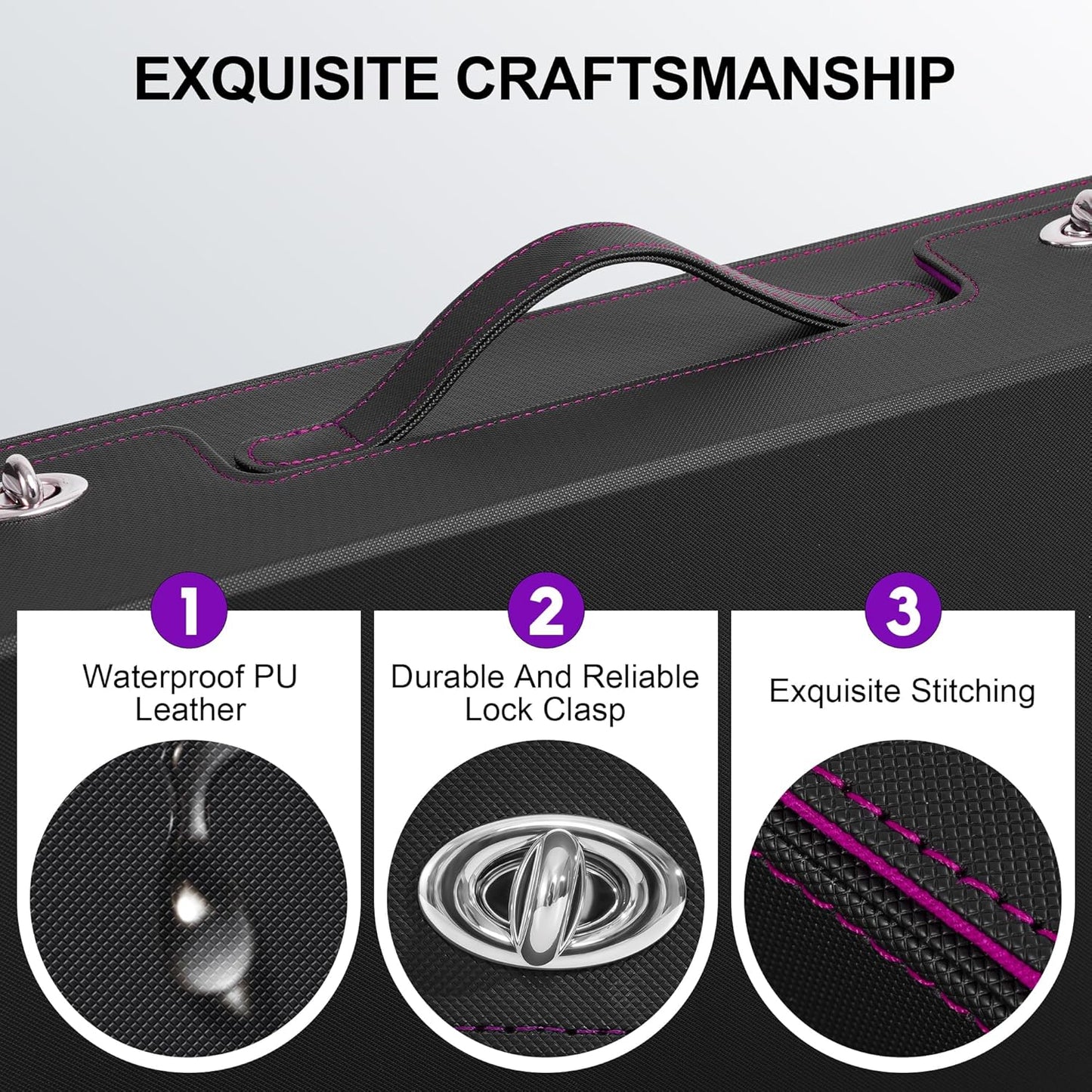 Trading Card Storage Box with Portable Handle, 3000+ MTG Storage Box with 4 Card Stoppers Commander Display Deck Box Card Case Top Loaders MTG TCG Sports Cards Commander Deck Box(Black&Purple)