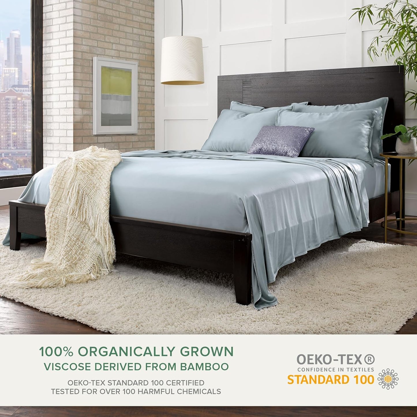 King Pillowcases by Pure Bamboo, Genuine 100% Organic Viscose Derived from Bamboo, Luxuriously Soft & Cooling, Double Stitching, Envelope Closure (2 King Pillowcases, Sterling Blue)