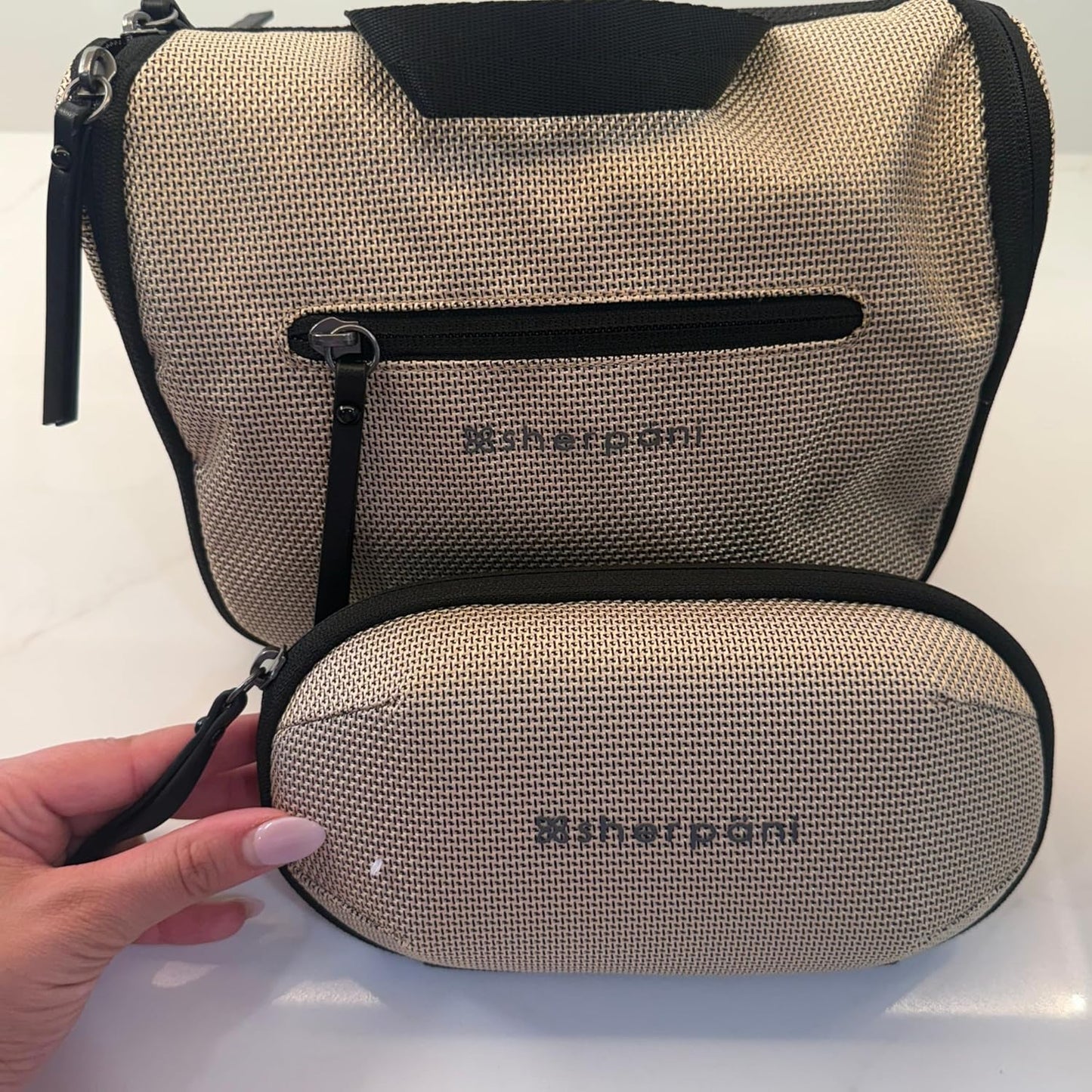 Sherpani Mini Co-Pilot, Travel Cable Bag, Cord Storage Organizer, Small Tech Pouch, Accessory Carrying Case, Travel Gift for Women (Straw)