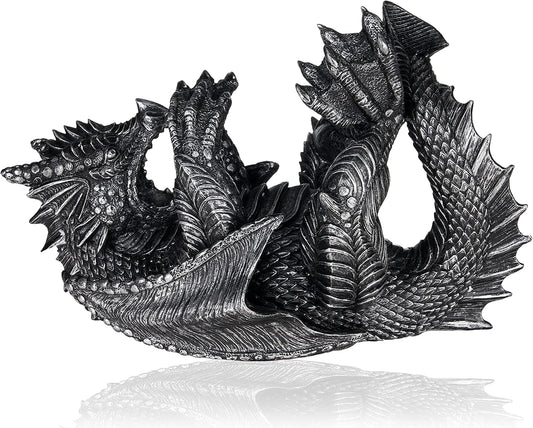 True 10143 Polyresin Dragon Wine Bottle Holder Decorative, Single Wine Bottle Holder, Wine Holder Stand, Wine Bar, Wine Decor, Set of 1, Black